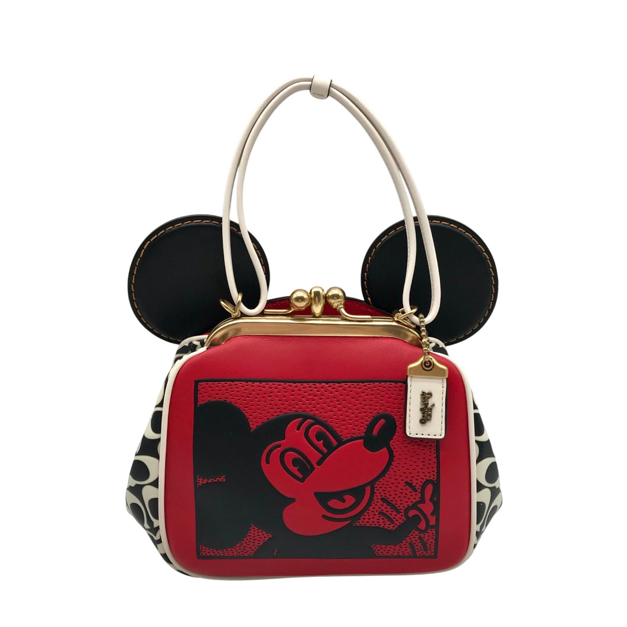 Coach Red Leather Disney Mickey Mouse X Keith Haring Shoulder Bag