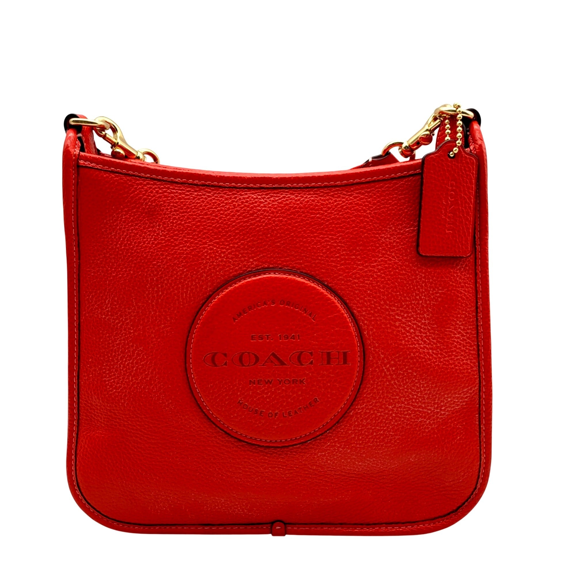 Coach Red Pebbled Leather Dempsey File Bag-CA290
