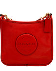 Coach Red Pebbled Leather Dempsey File Bag-CA290
