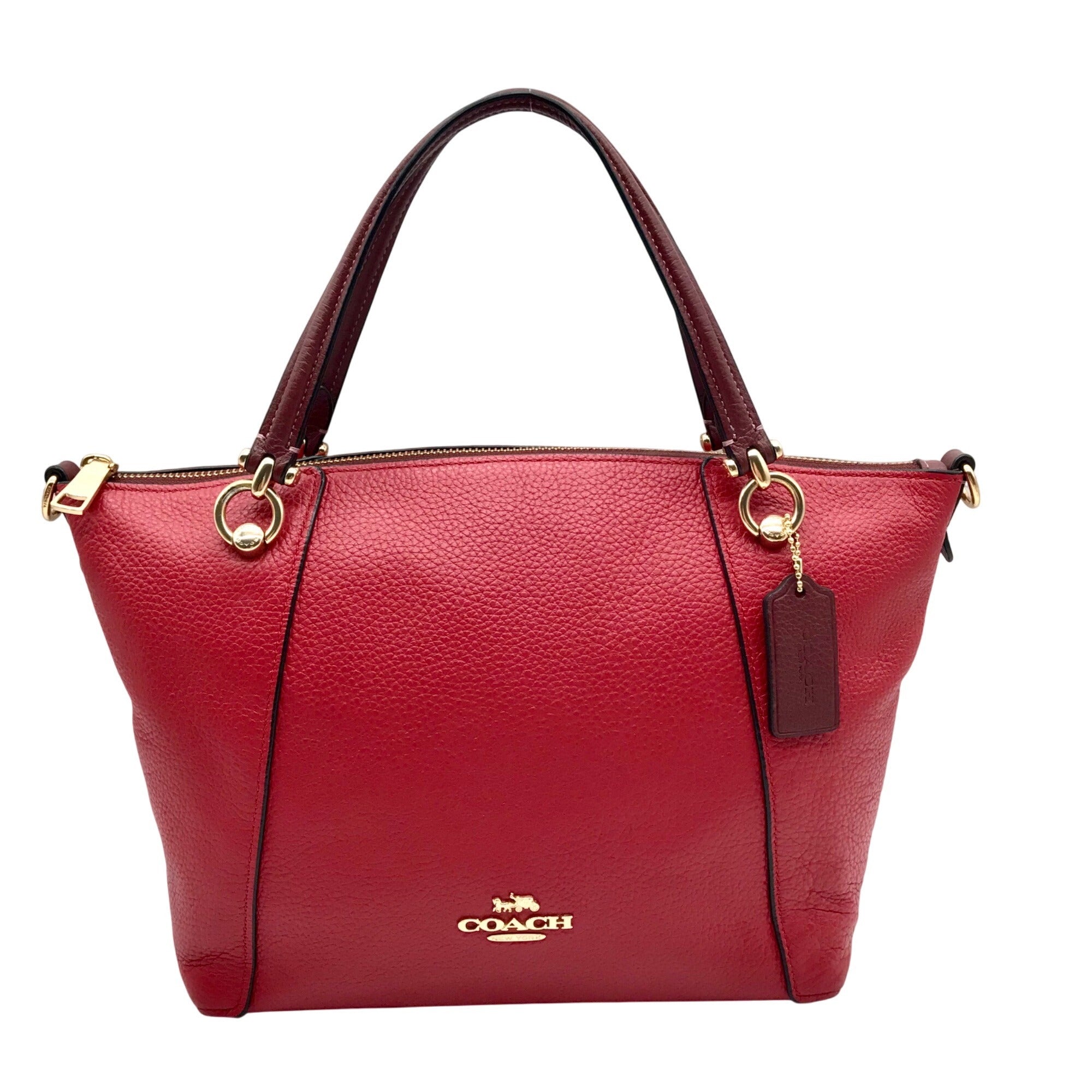 Coach Red Pebbled Leather Kacey Satchel Bag C6841