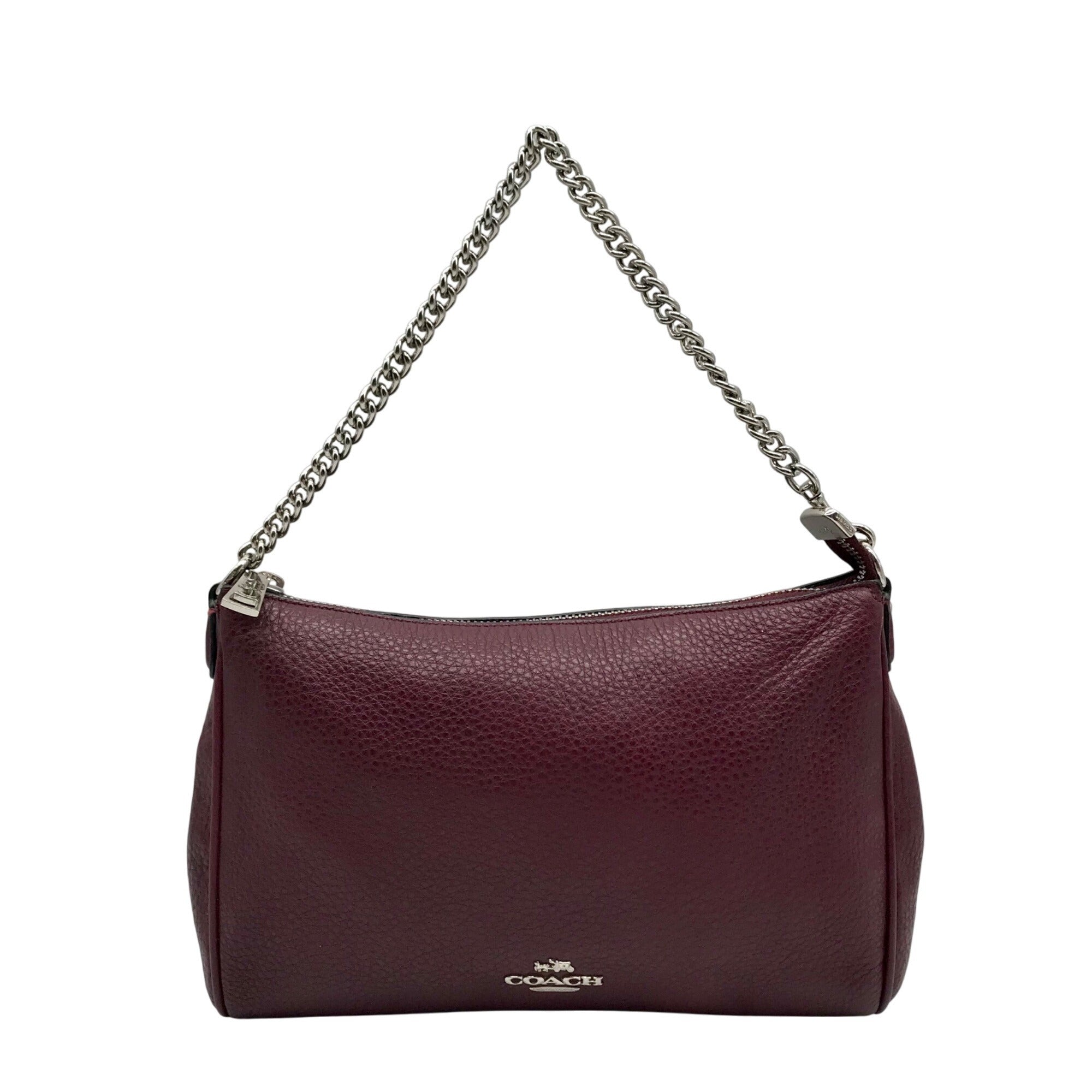 Coach Red Wine Pebbled Leather Carrie Convertible Crossbody Bag