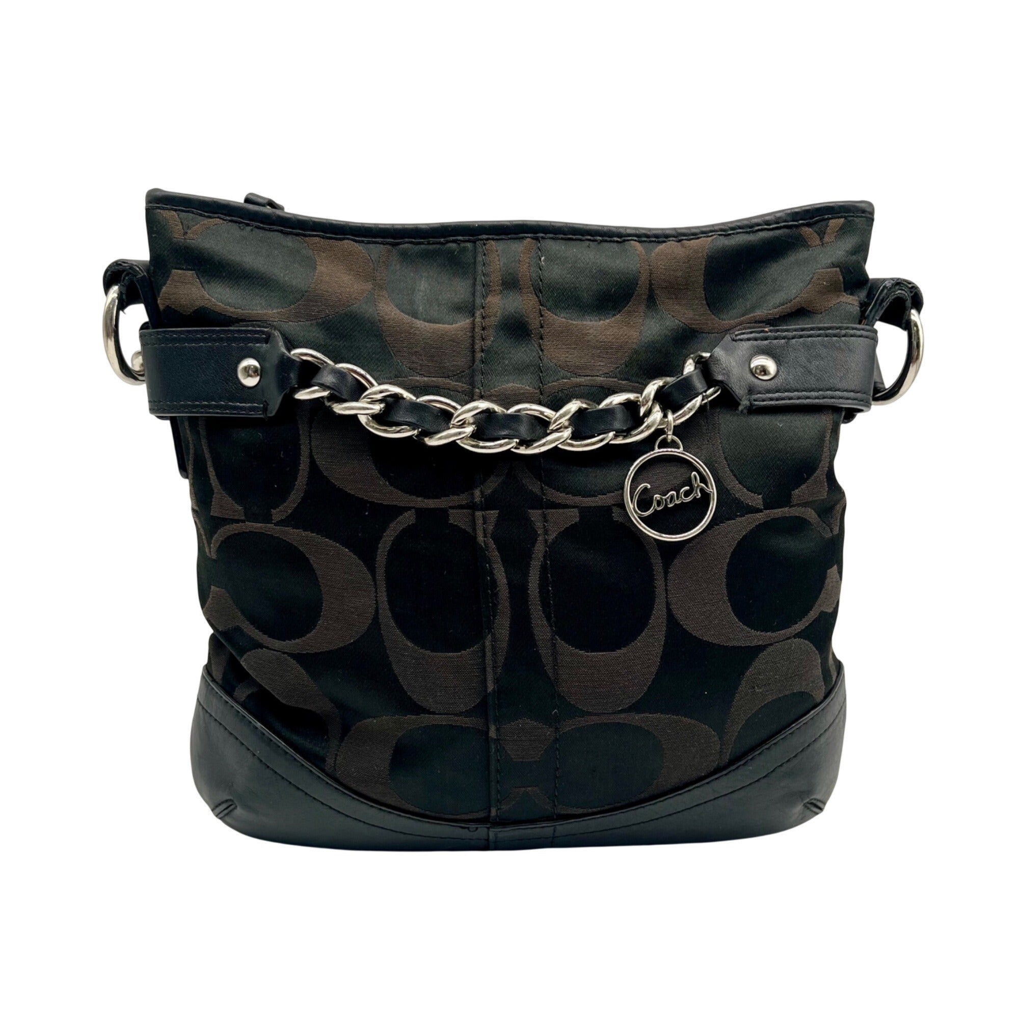 Coach Signature Black Chain Convertible  Crossbody Bag