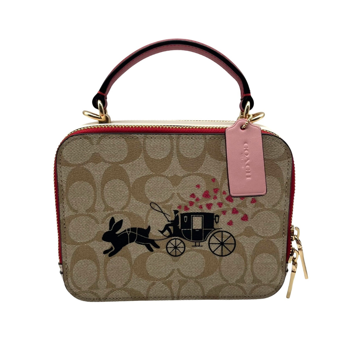 Coach Signature Rabbit &amp; Carriage Coated Canvas Box Satchel