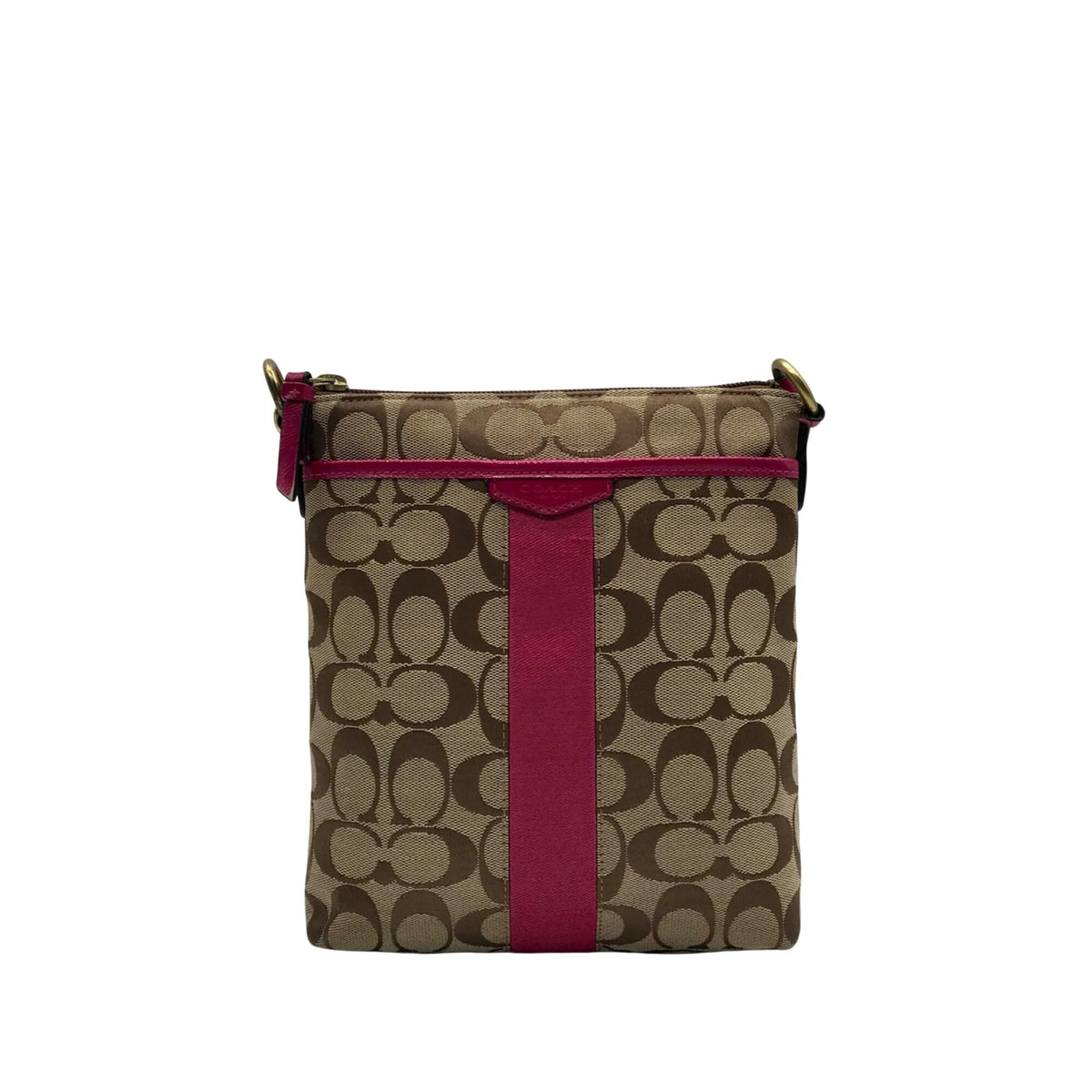 Coach Signature Stripe Brown Crossbody Bag