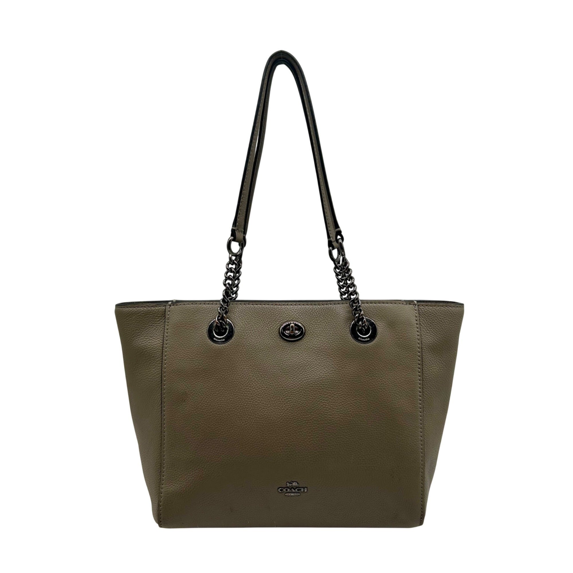 Coach Soft Grey Turn-lock Chain Tote Bag 57107