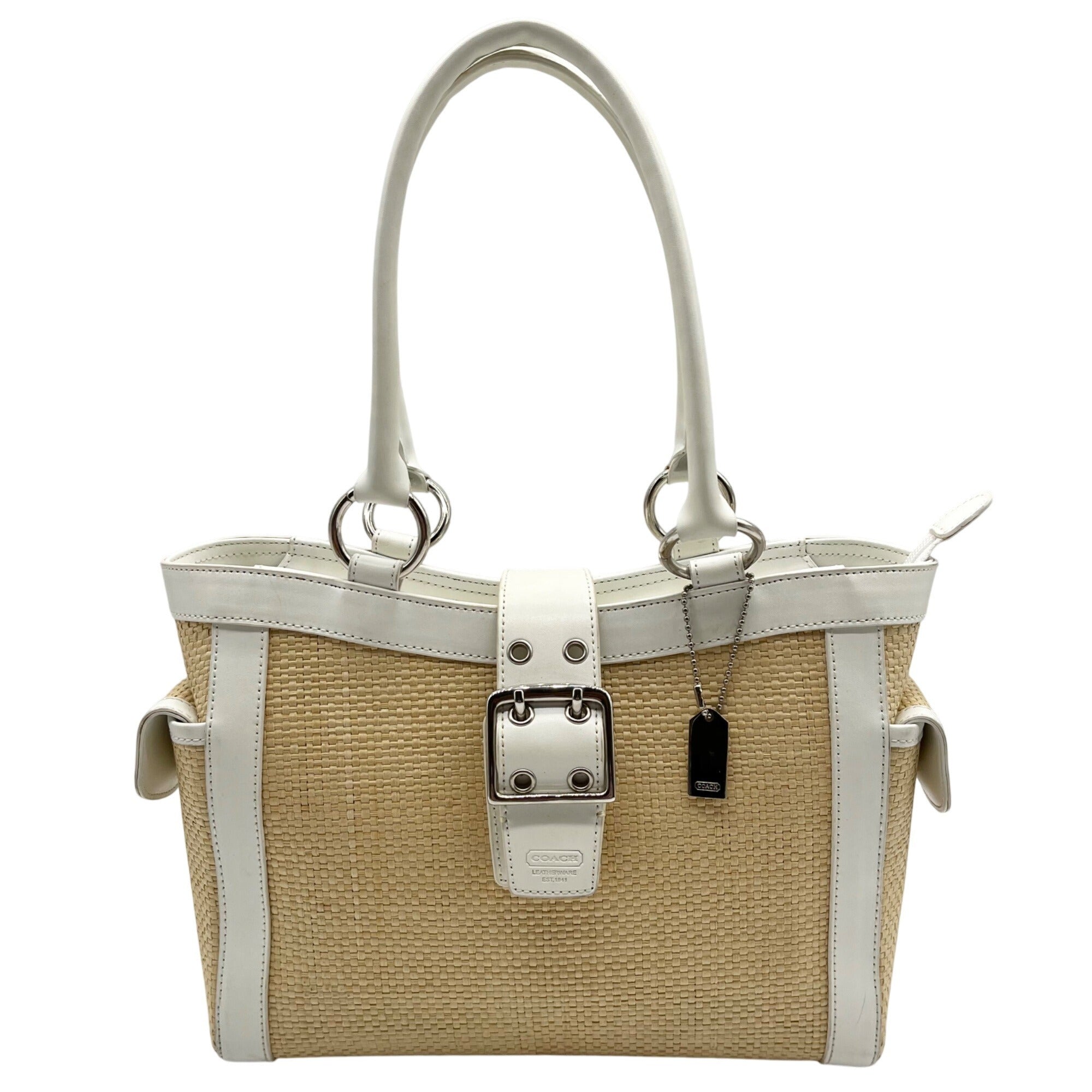 Coach Straw Raffia And Leather Vintage Legacy Shoulder Bag M7904