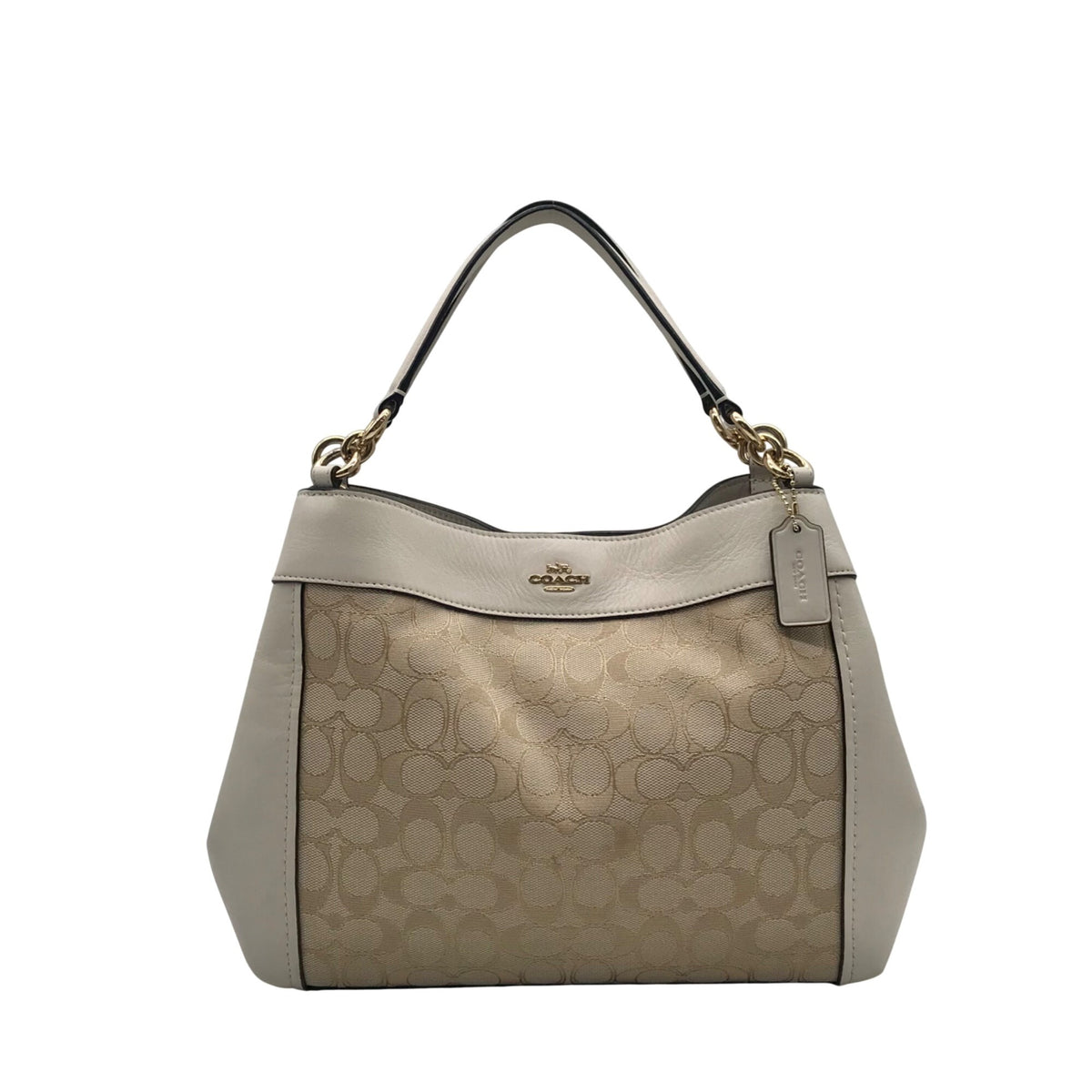 Coach Tan And White Canvas Shoulder Bag-F29548