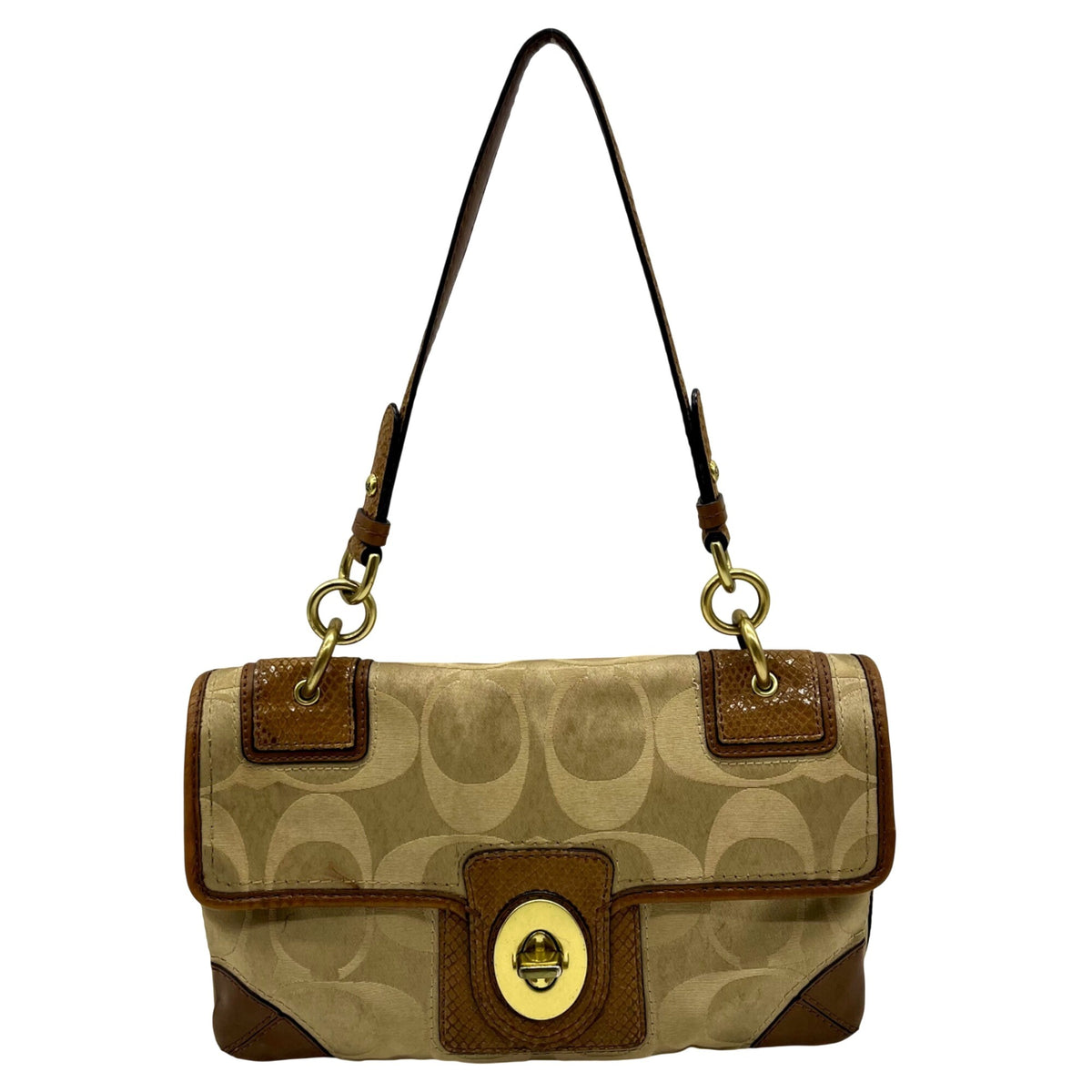 Coach Tan Signature Canvas Peyton Shoulder Bag 14504