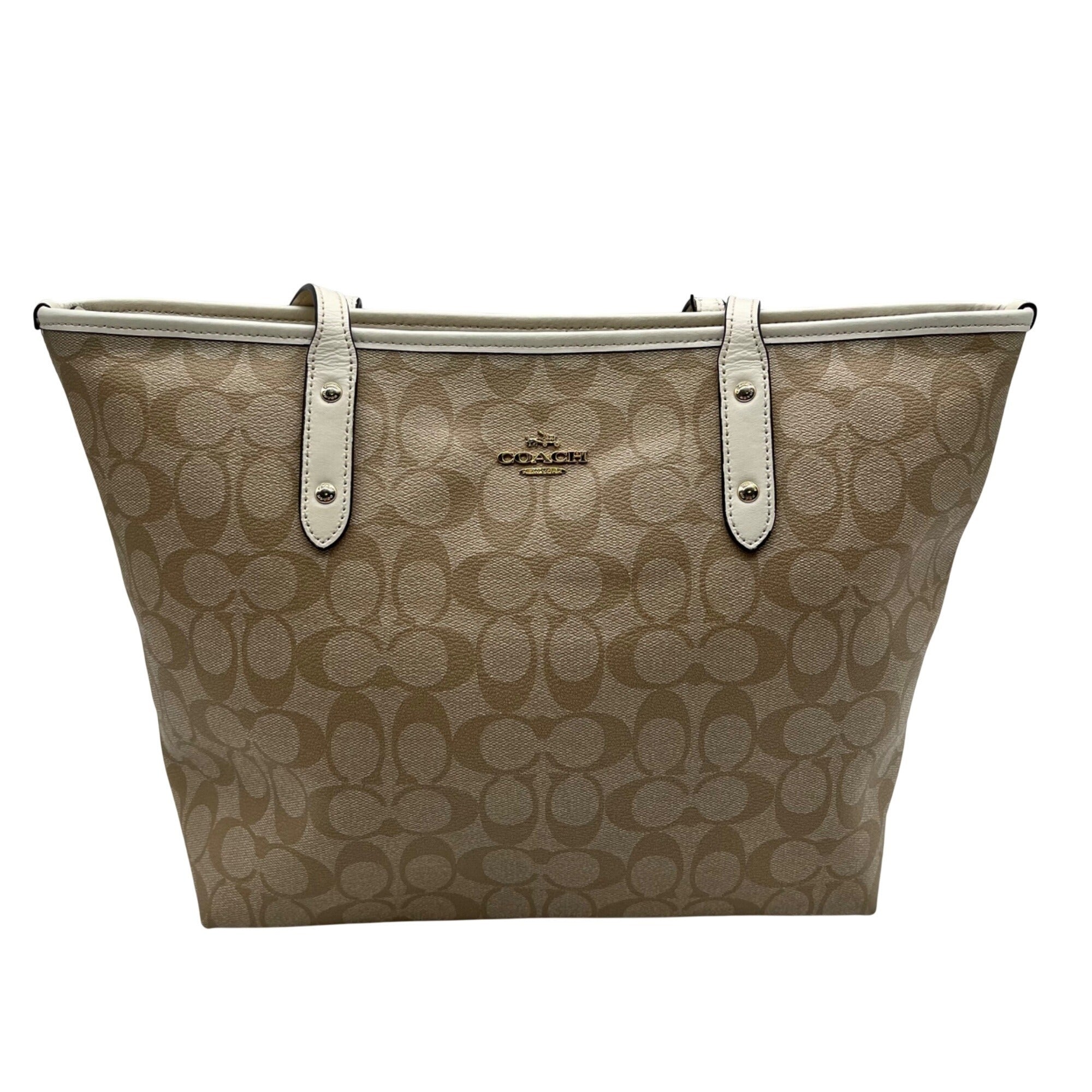 Coach Tan Signature Coated Canvas City Tote Bag-F58292 