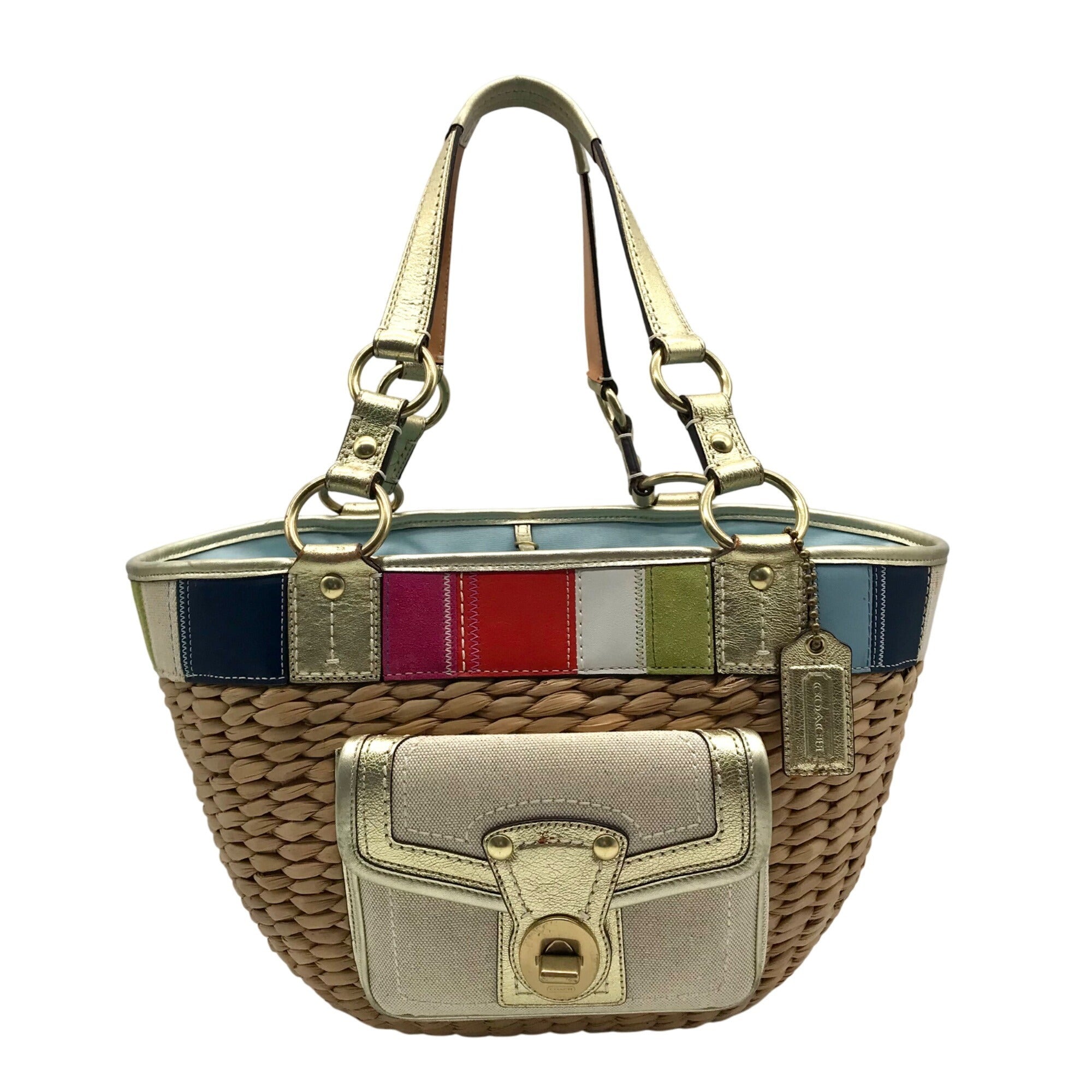 Coach Tan Straw Legacy Large Lily Tote Bag 10749