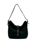 Coach Vintage Black Signature Canvas Clip Shoulder Bag