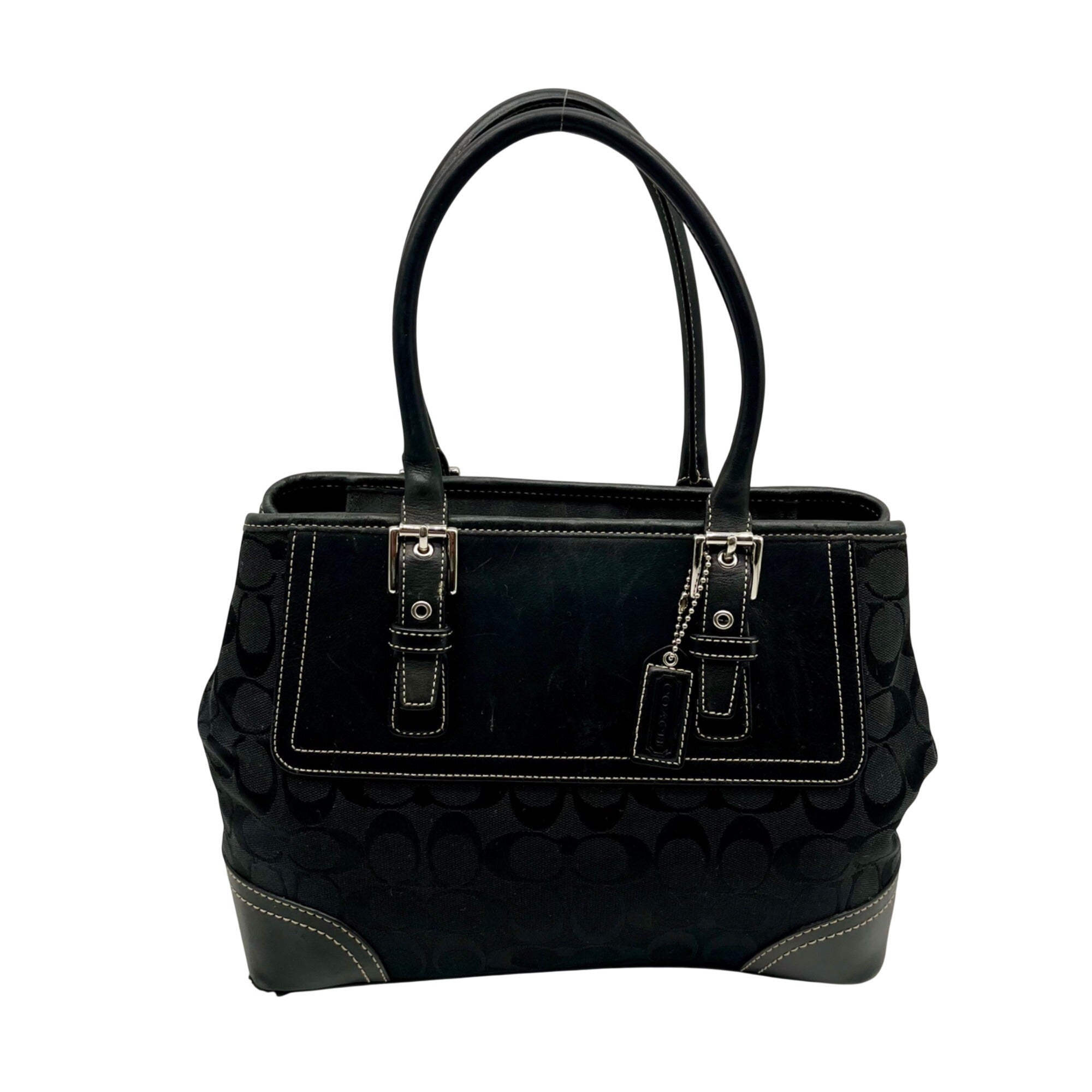 Coach Vintage Hamptons Black Signature Canvas Satchel Bag F11220