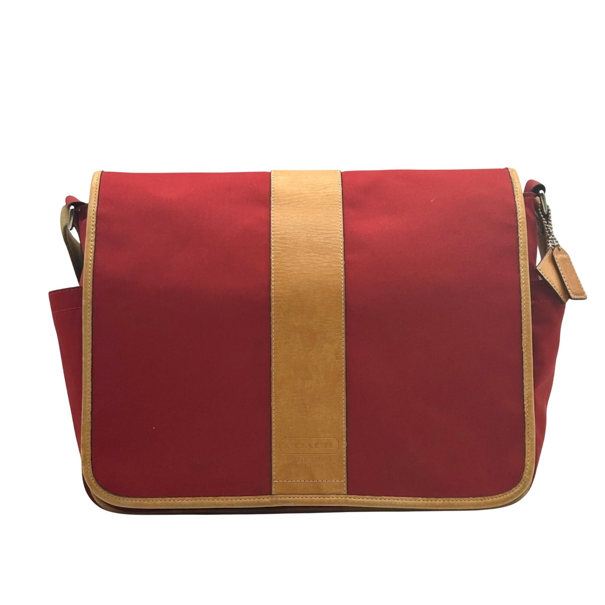 Coach Vintage Red Canvas And Leather Transatlantic Messenger Bag