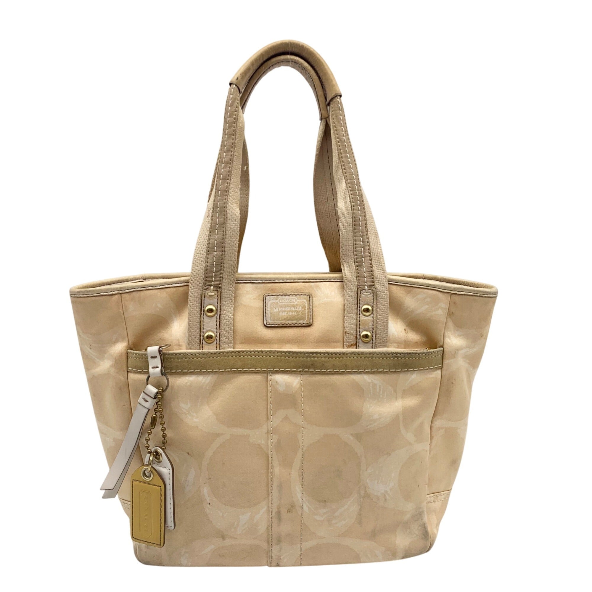 Coach Yellow Cotton Sateen Hampton Scribble Tote Bag
