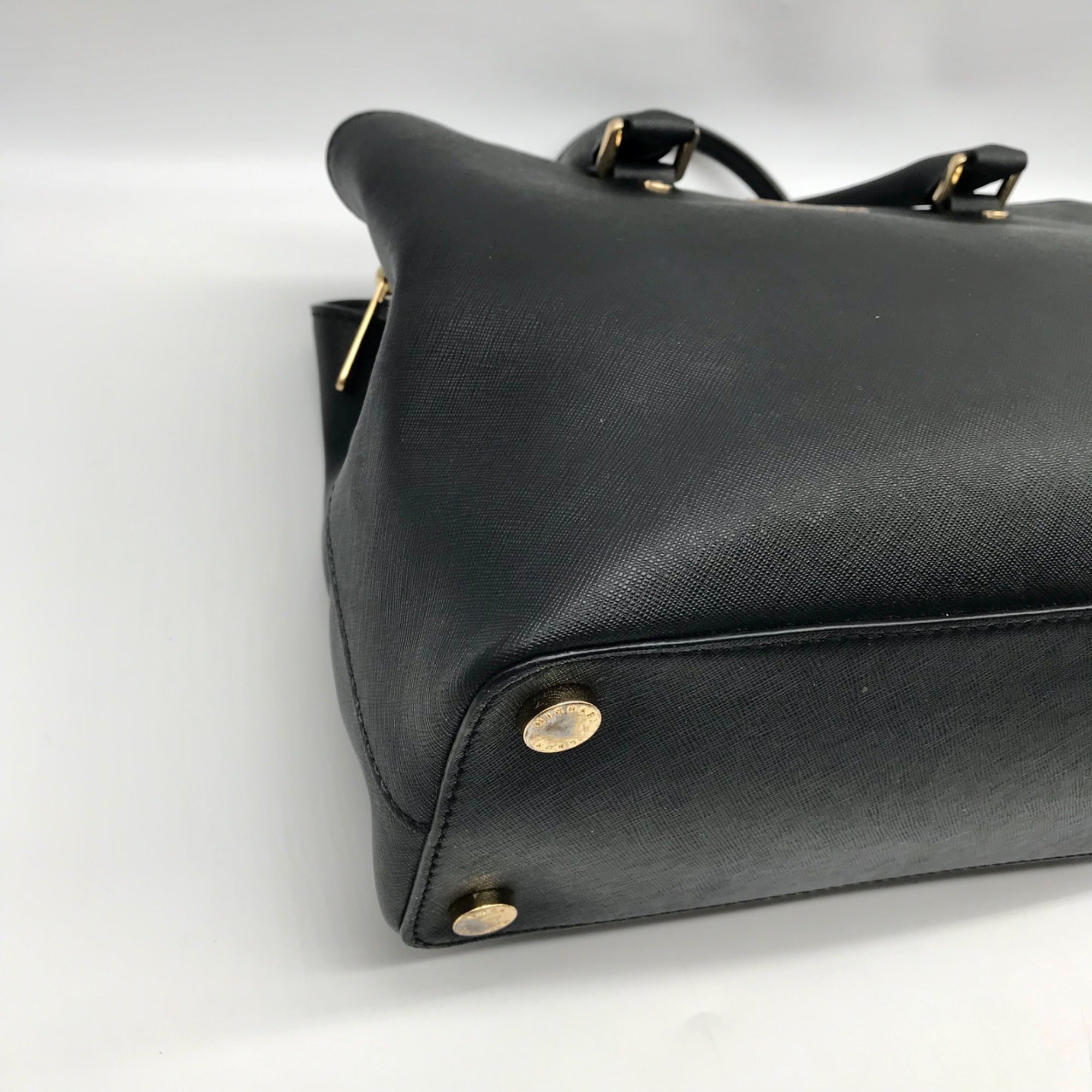 Michael Kors Black Saffiano Leather Savannah Convertible Satchel Bag