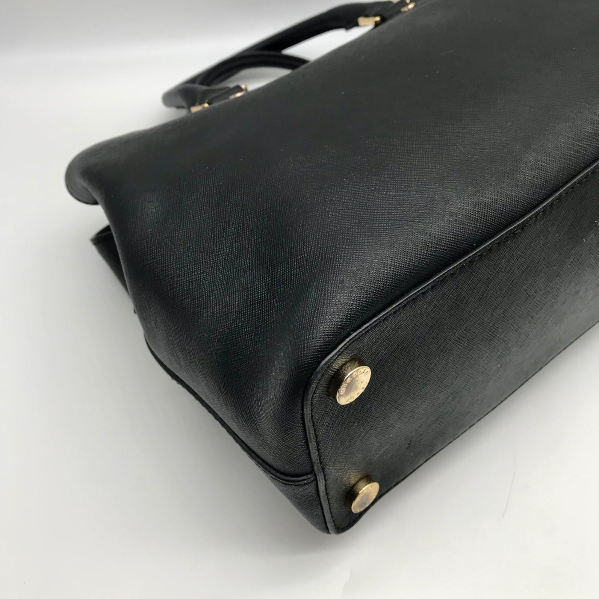 Michael Kors Black Saffiano Leather Savannah Convertible Satchel Bag