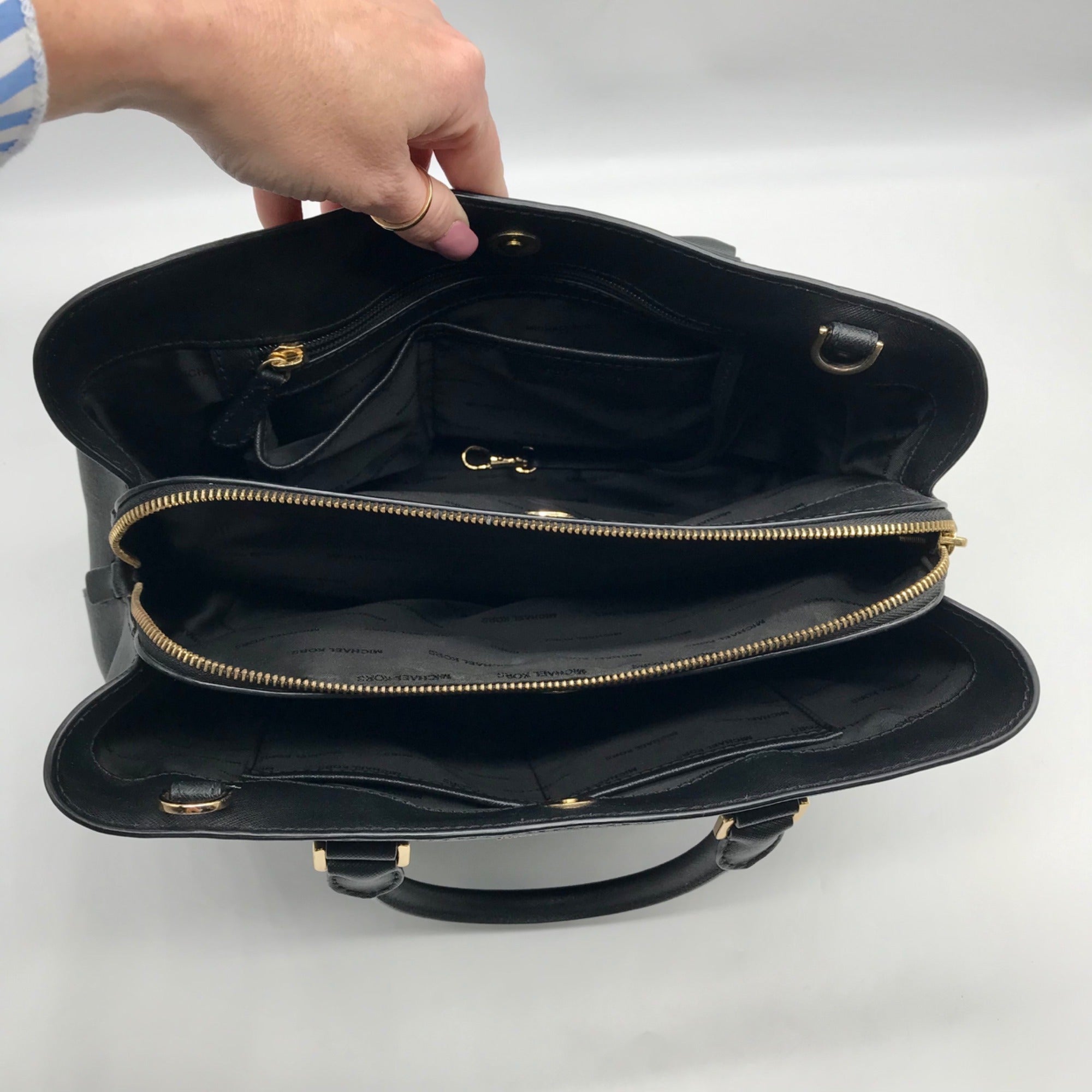 Michael Kors Black Saffiano Leather Savannah Convertible Satchel Bag