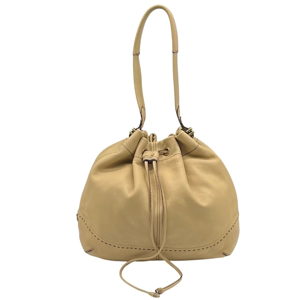 Cole Haan Beige Pebbled Leather Shoulder Bag
