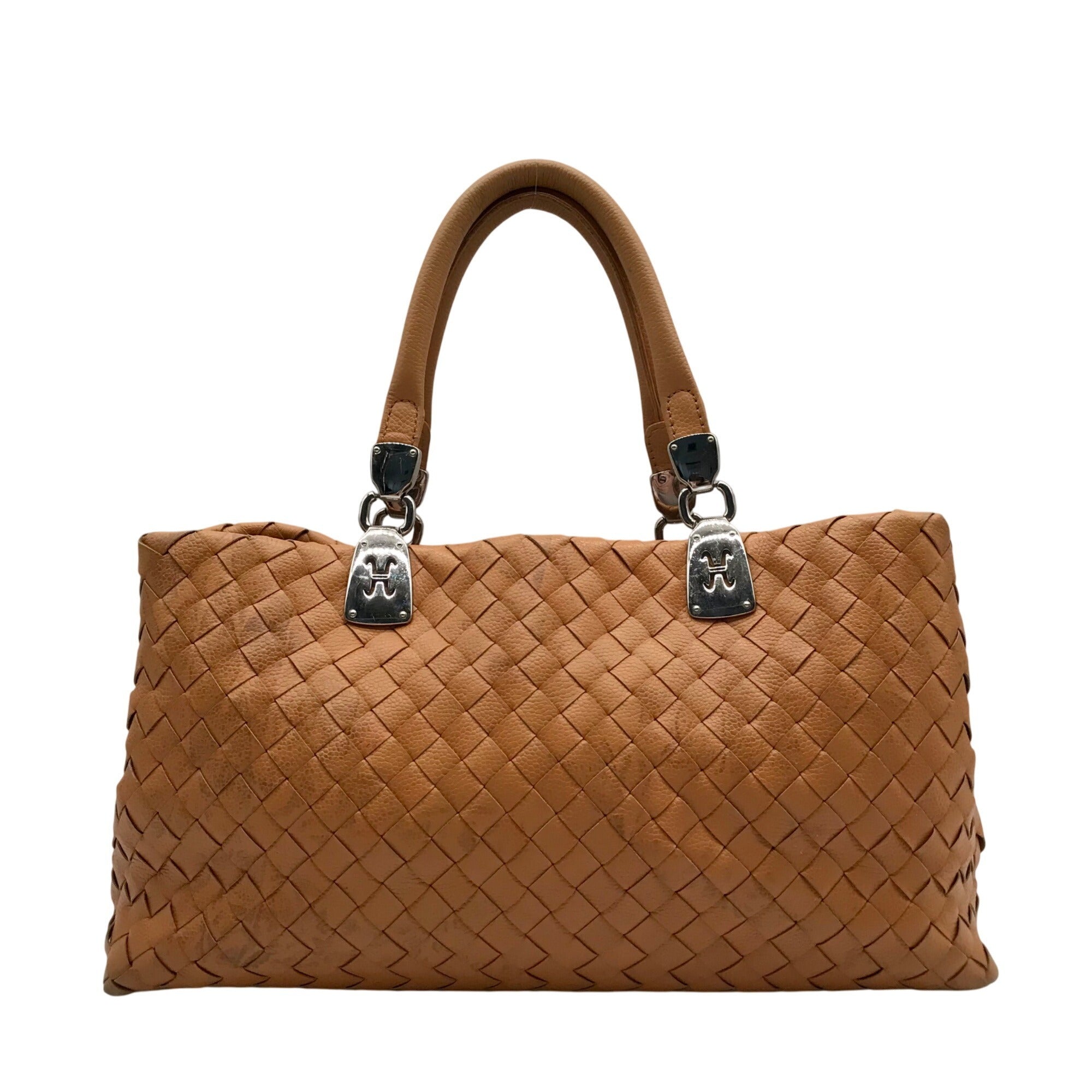 Cole Haan Camel Woven Leather Satchel Bag