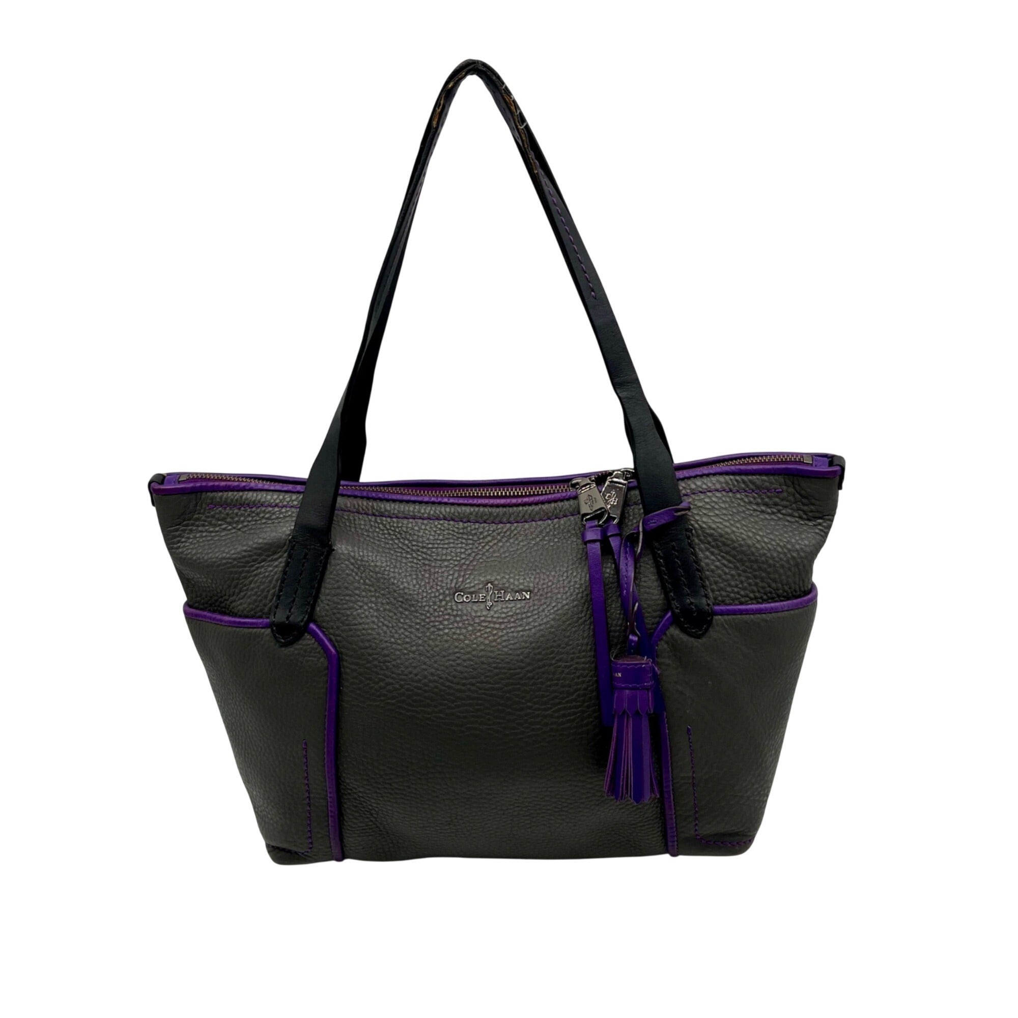 Cole Haan Grey Pebbled Leather Shoulder Bag