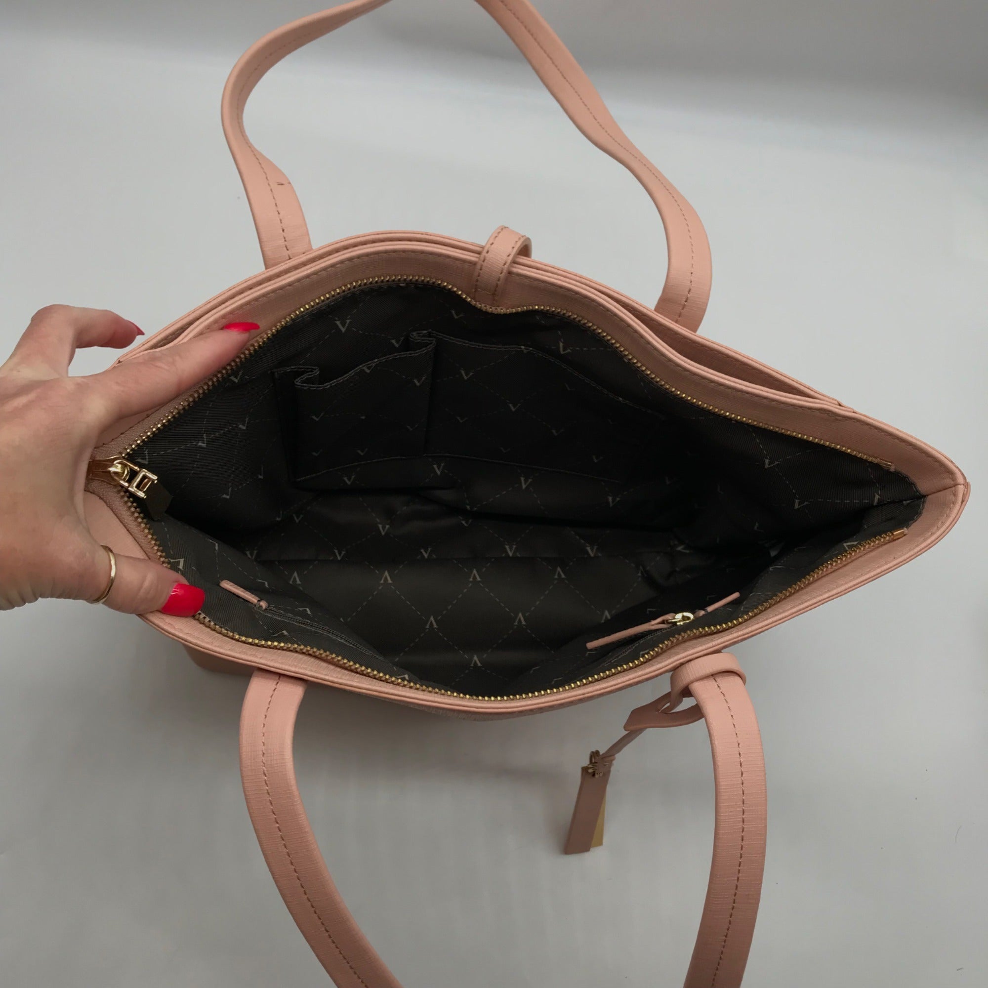 Vince Camuto Light Pink Leather Slim Tote Bag