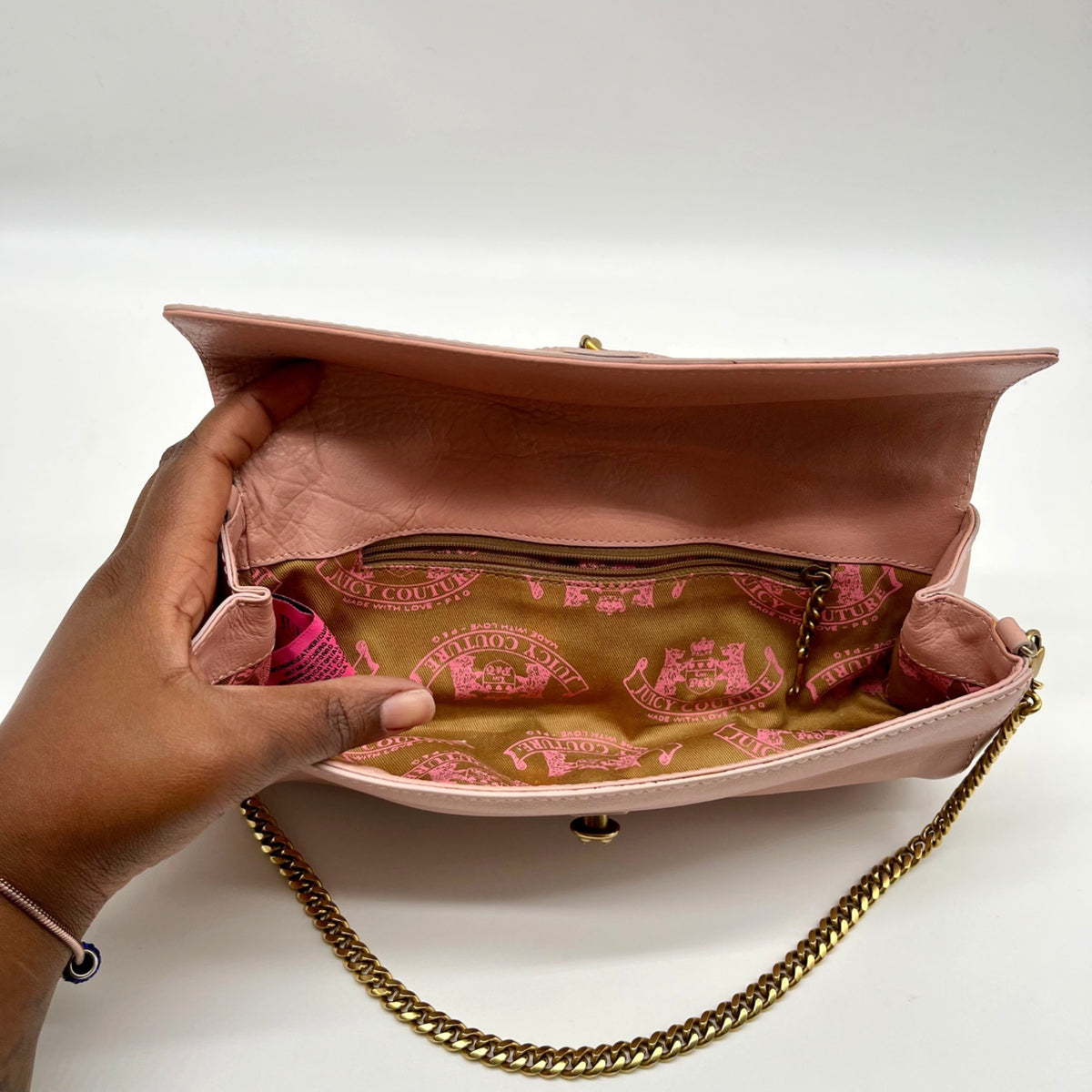 Juicy Couture Pink Faux Leather Vintage Party Clutch
