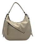 Cream Faux Leather Tassel Design Slouchy Tote Bag