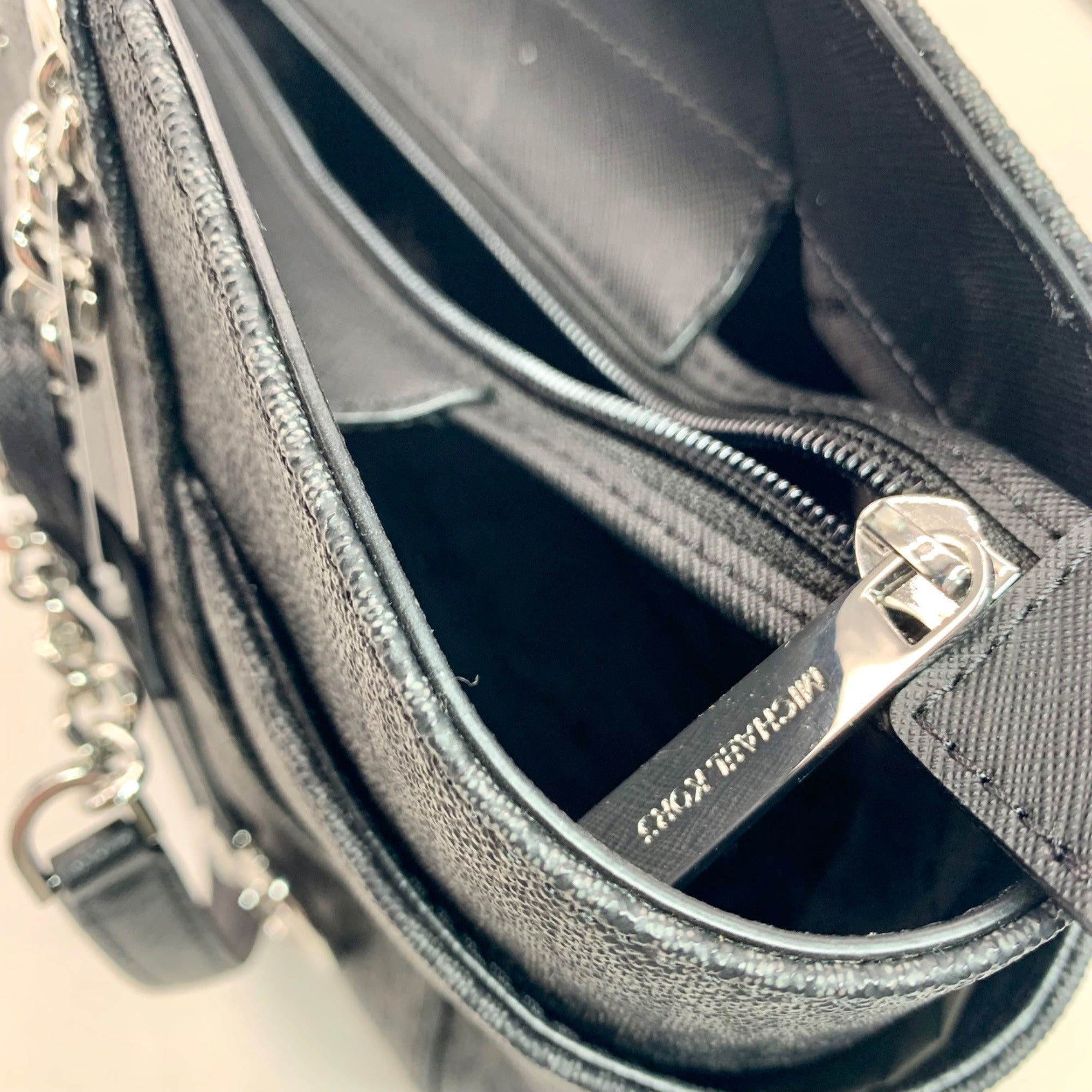 Michael Kors Jet Set Black Signature Coated Canvas Shoulder Bag