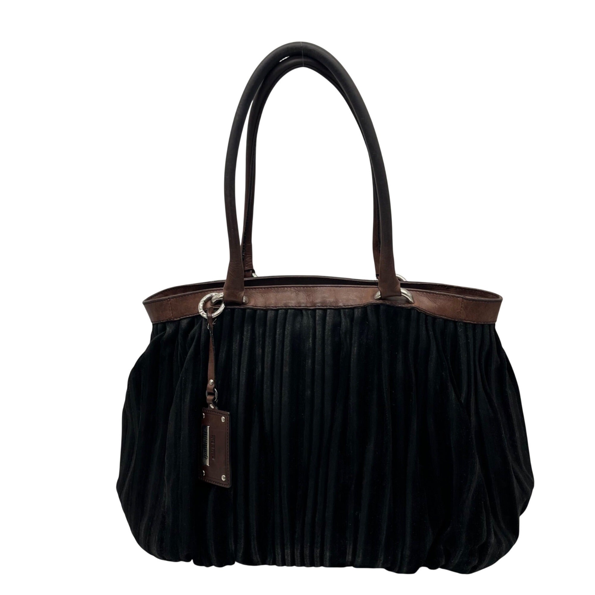Gambini Black Pleated Suede Shoulder Bag