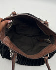 Gambini Black Pleated Suede Shoulder Bag