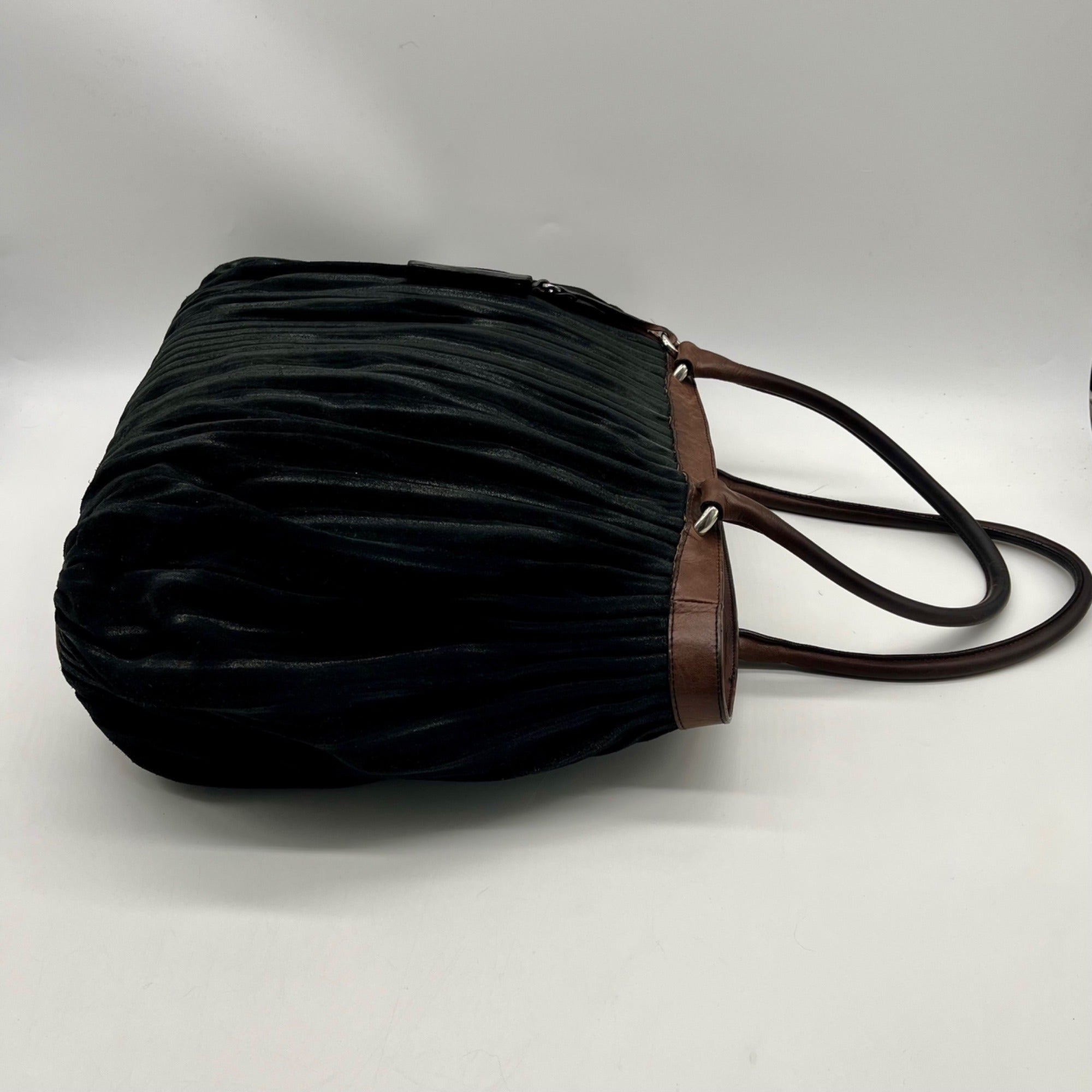 Gambini Black Pleated Suede Shoulder Bag