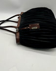 Gambini Black Pleated Suede Shoulder Bag