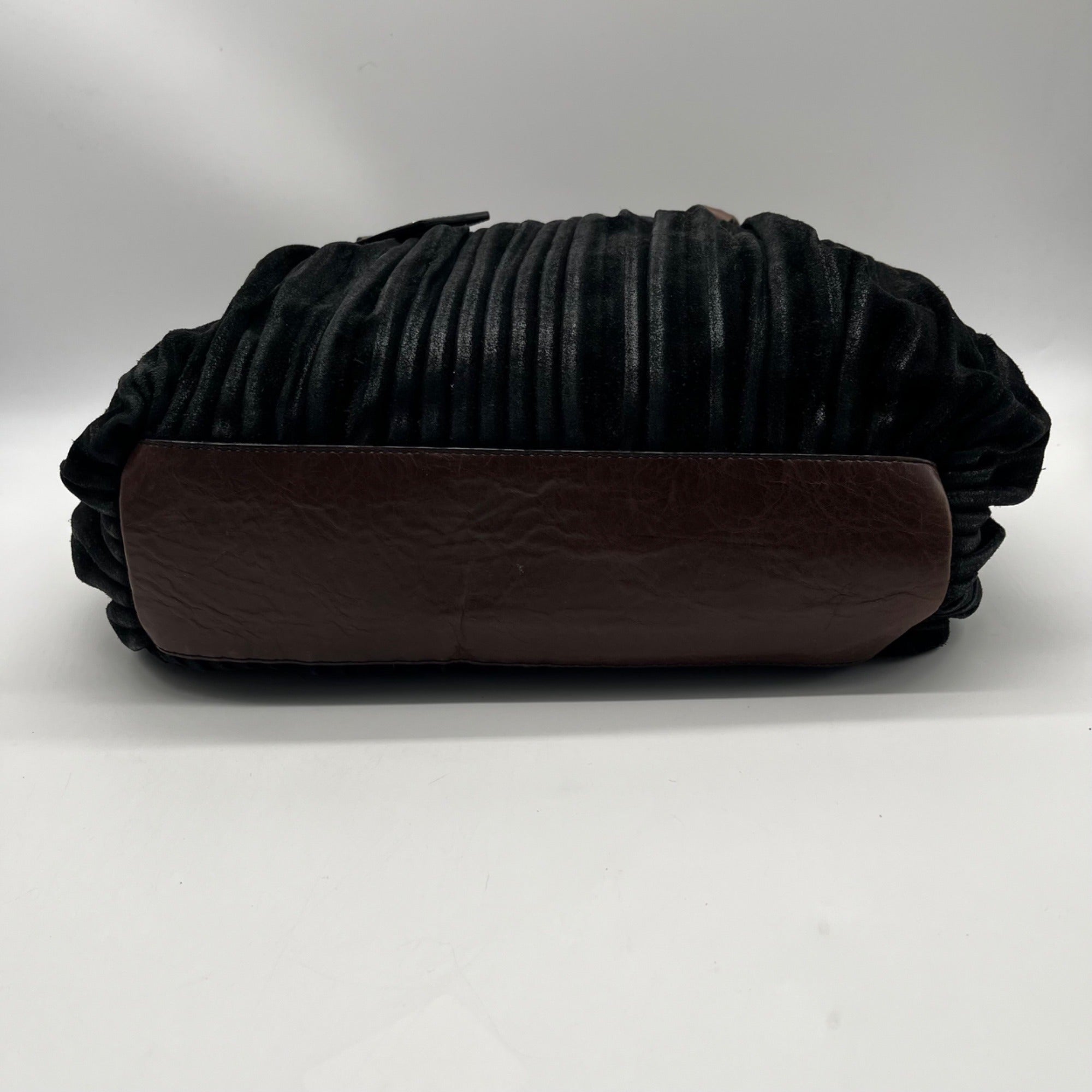 Gambini Black Pleated Suede Shoulder Bag