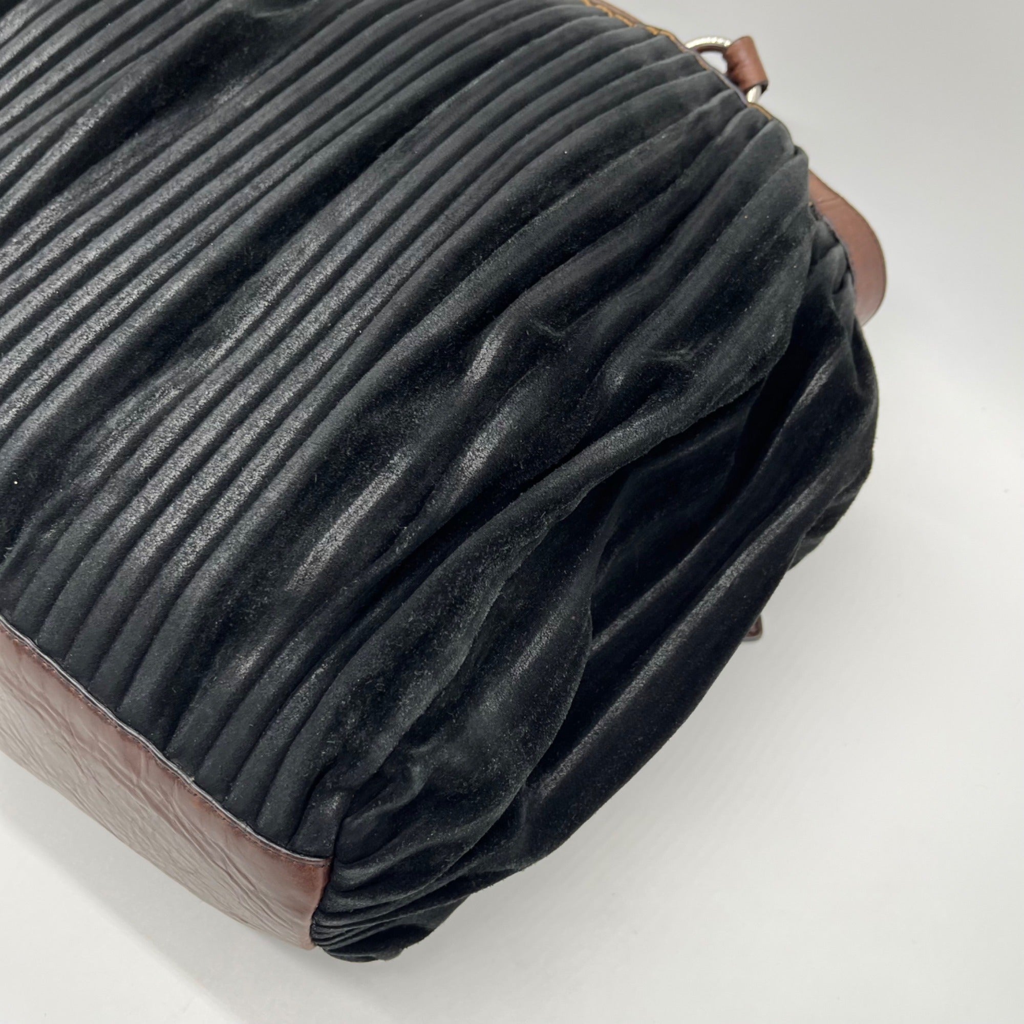 Gambini Black Pleated Suede Shoulder Bag