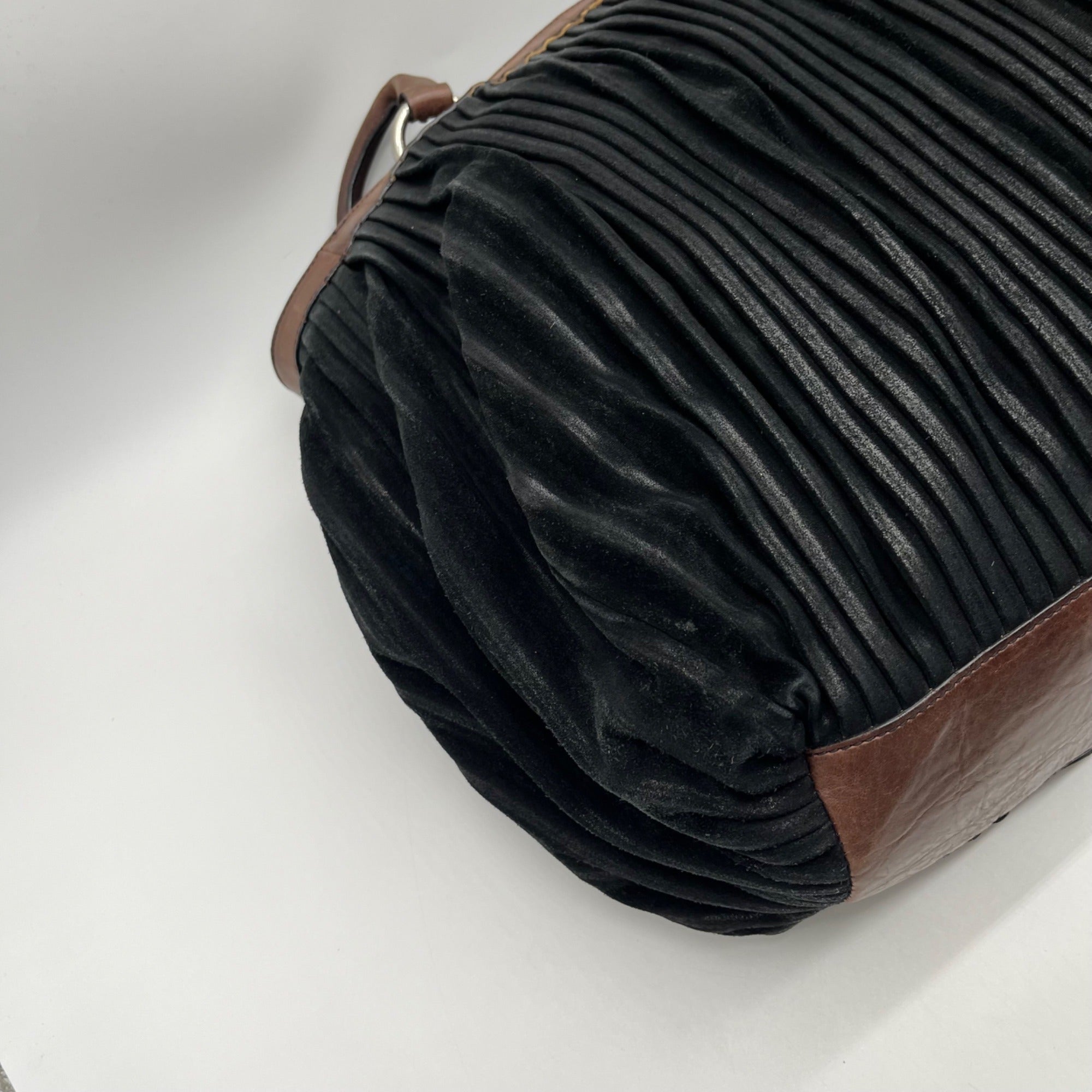 Gambini Black Pleated Suede Shoulder Bag