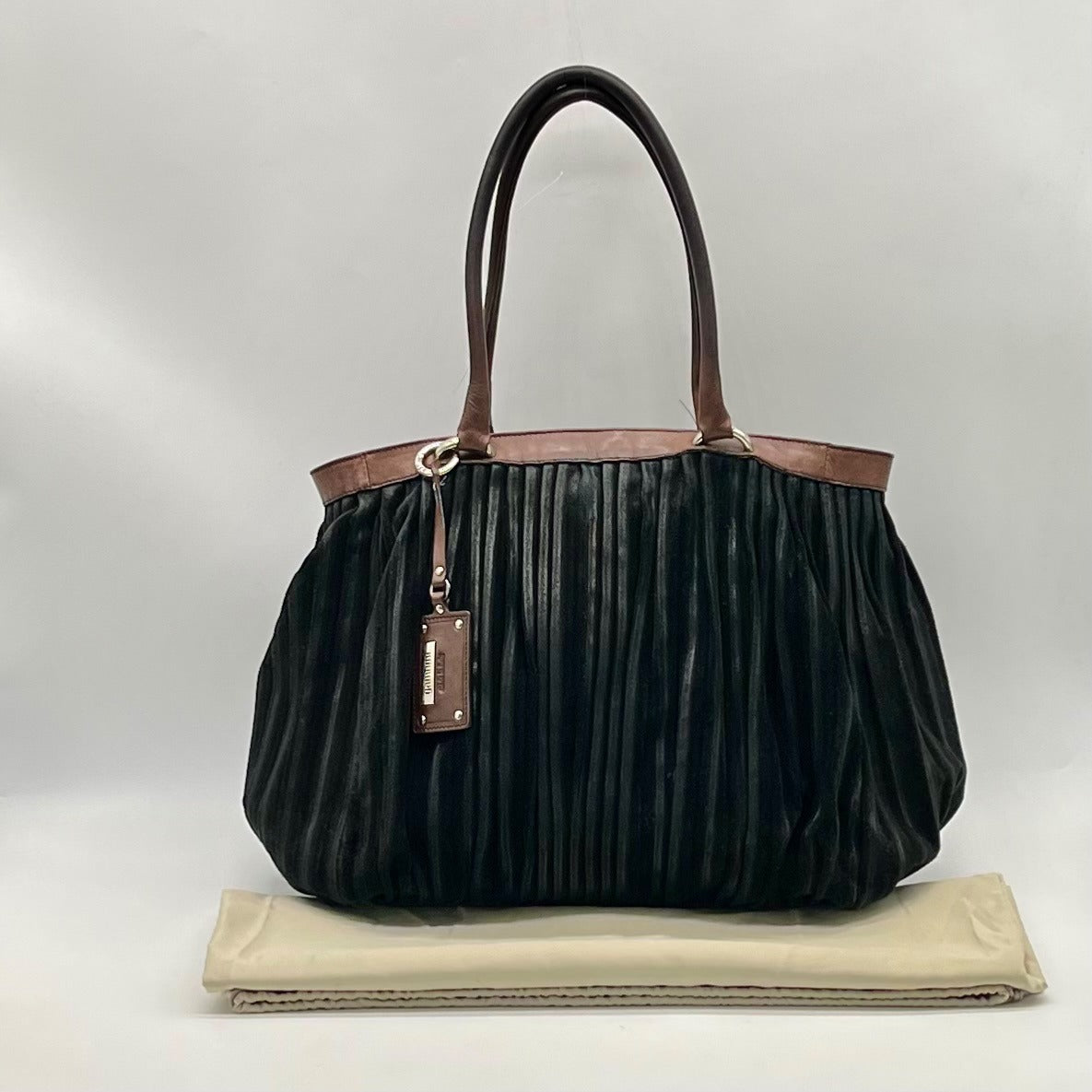 Gambini Black Pleated Suede Shoulder Bag