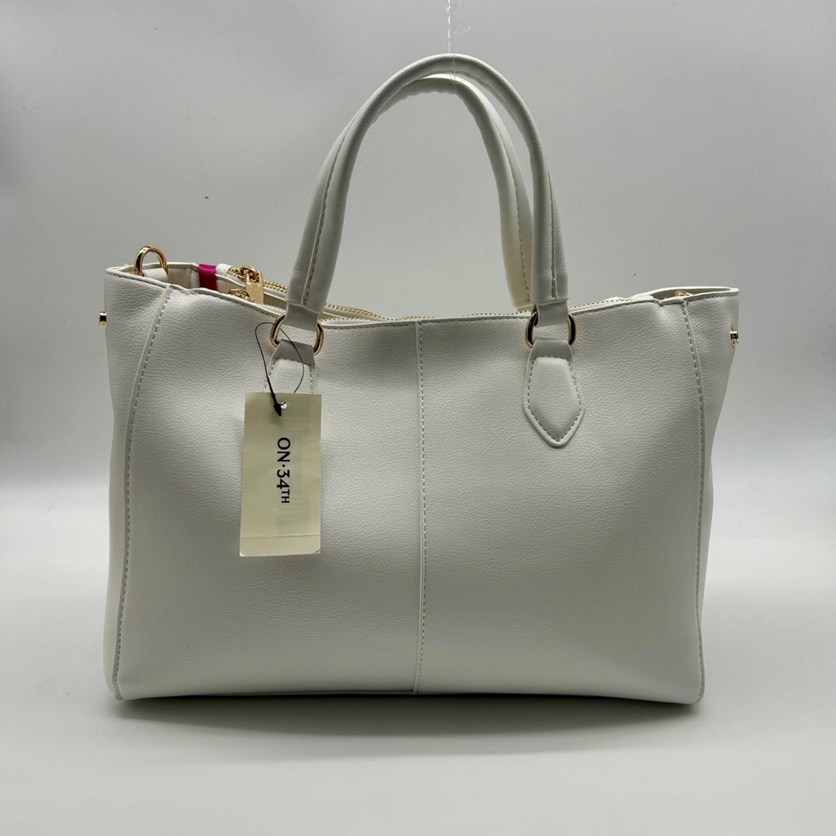 On 34th Bright White Faux Leather Robbinn Medium Satchel Bag