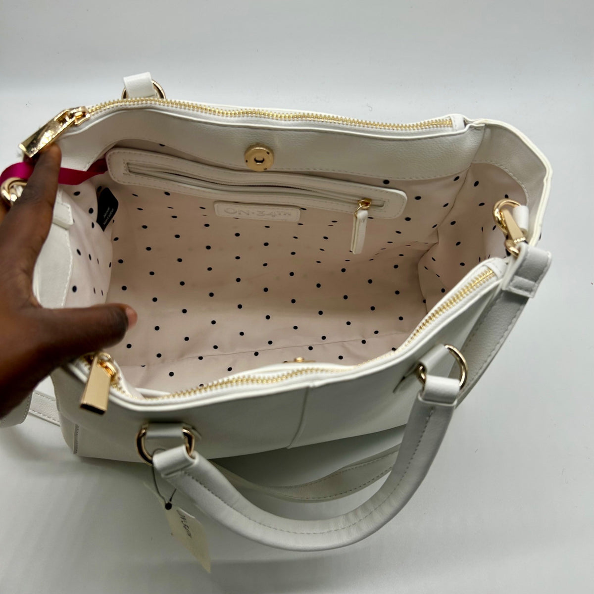 On 34th Bright White Faux Leather Robbinn Medium Satchel Bag