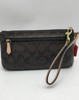 Coach Brown Monogram Coated Canvas Peyton Wristlet