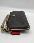 Coach Brown Monogram Coated Canvas Peyton Wristlet