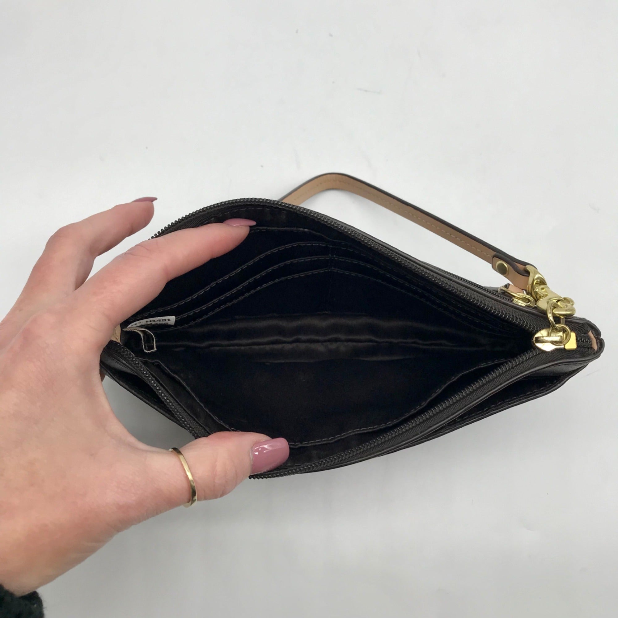 Coach Brown Monogram Coated Canvas Peyton Wristlet