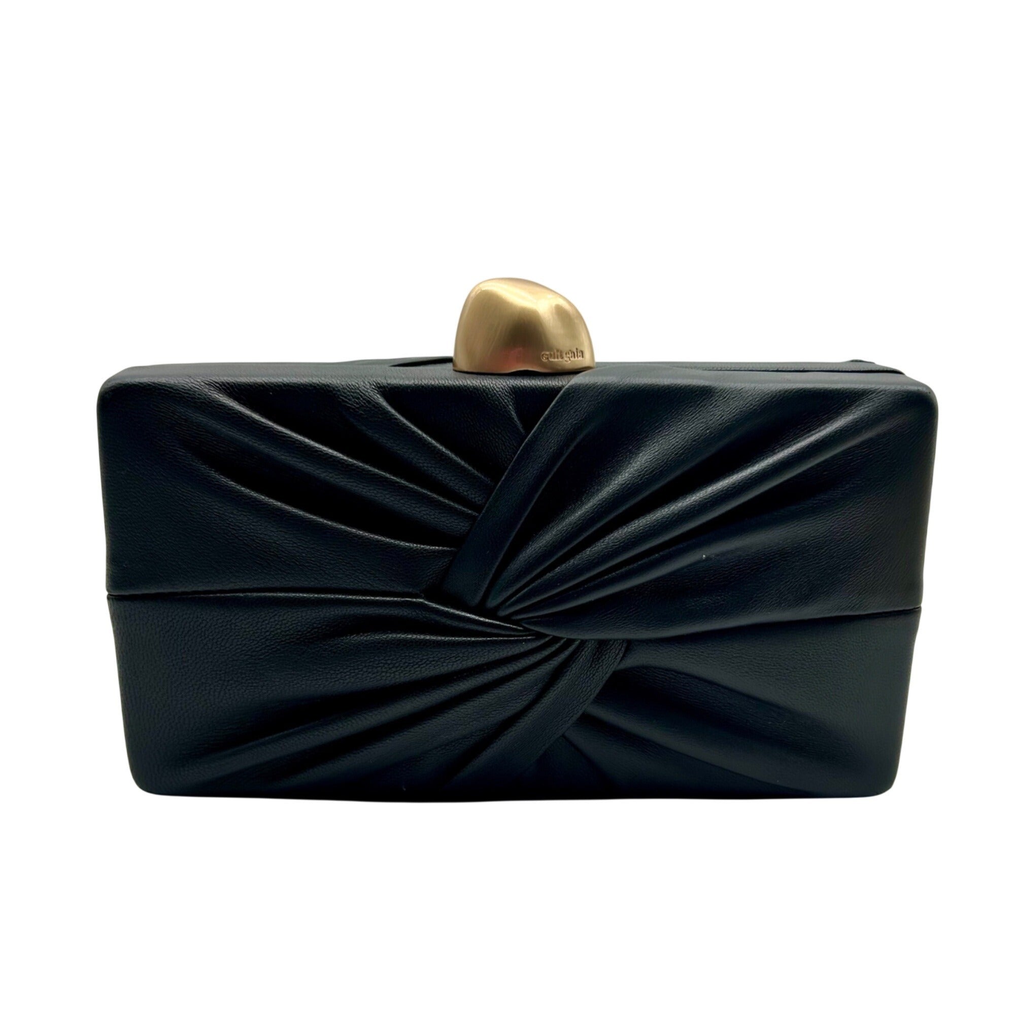 Cult Gaia Lisse Black Fabric Leather Clutch