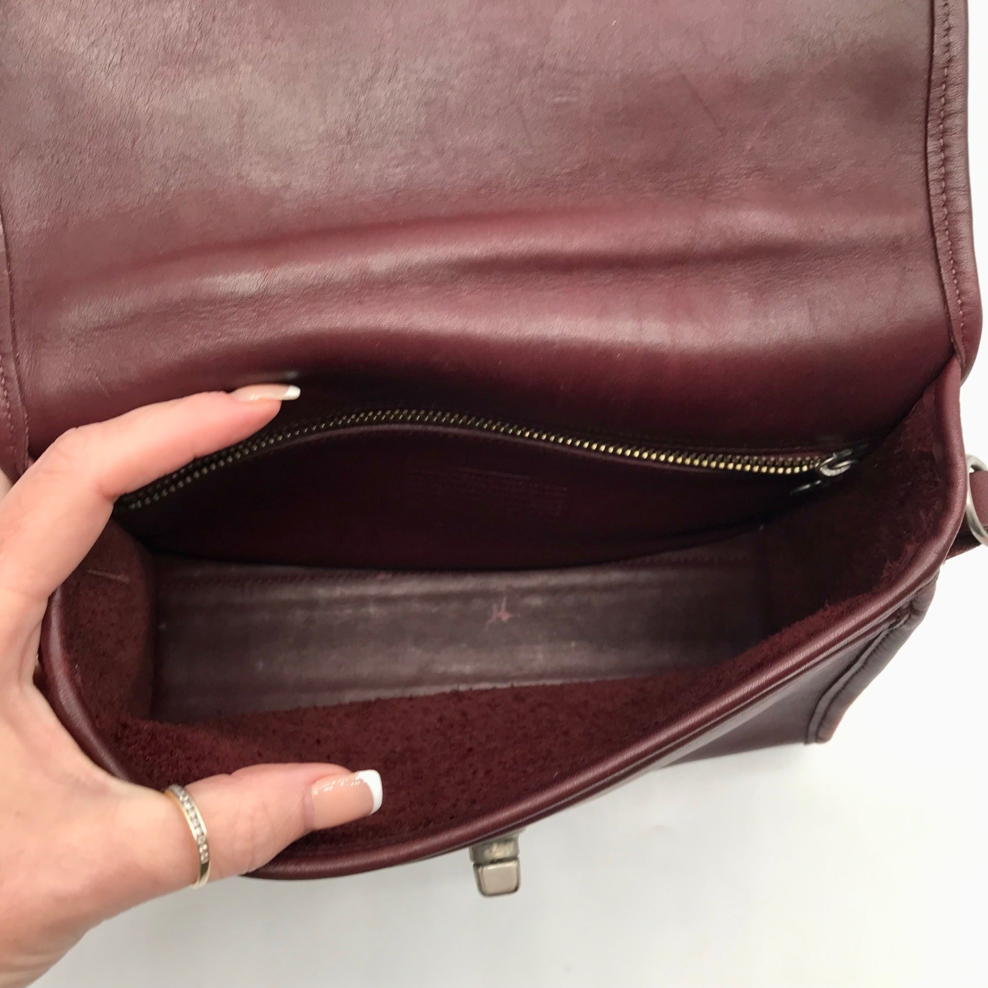 Vintage Coach Mahogany Leather Court Crossbody Bag