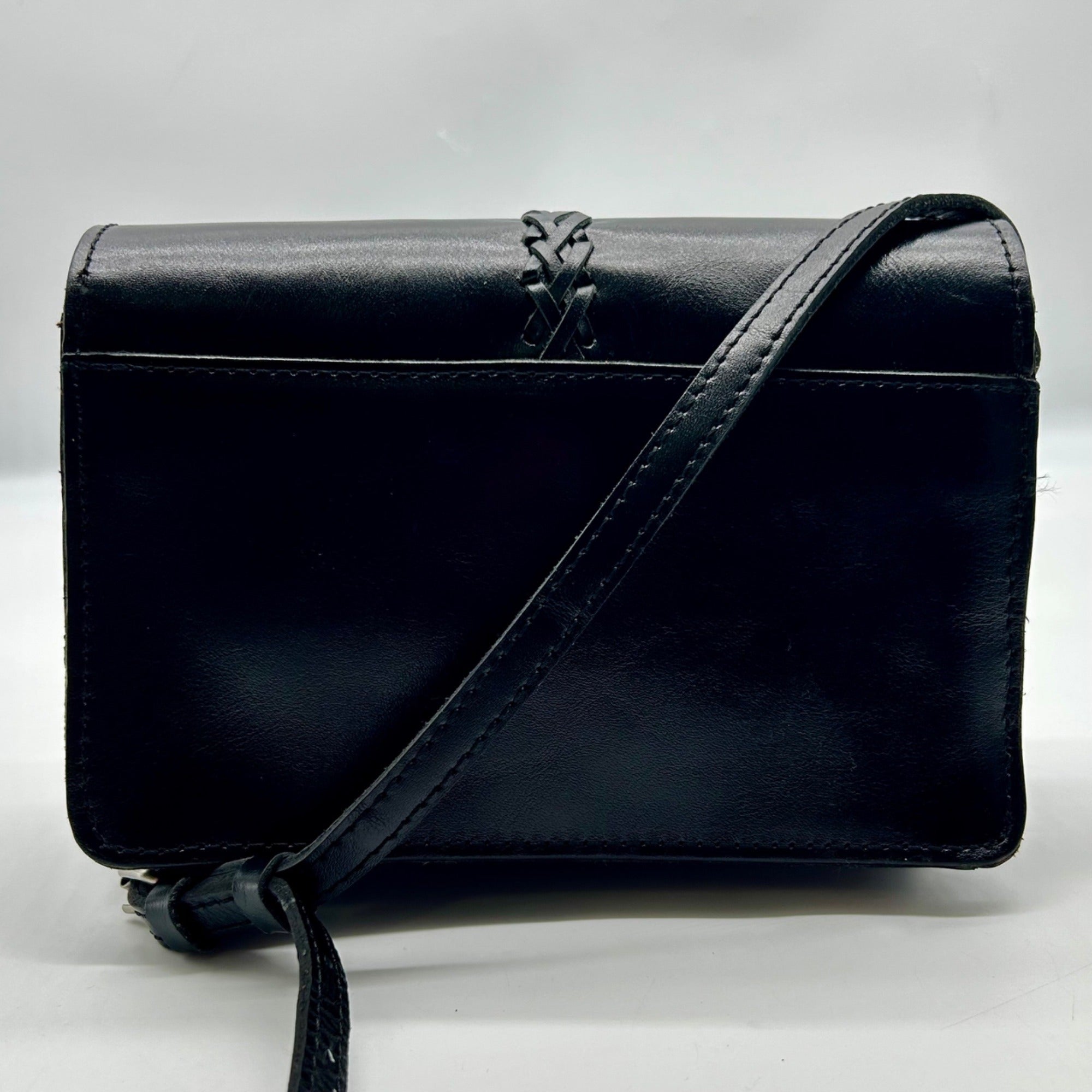 Patricia Nash Black Leather Fringe Crossbody Bag