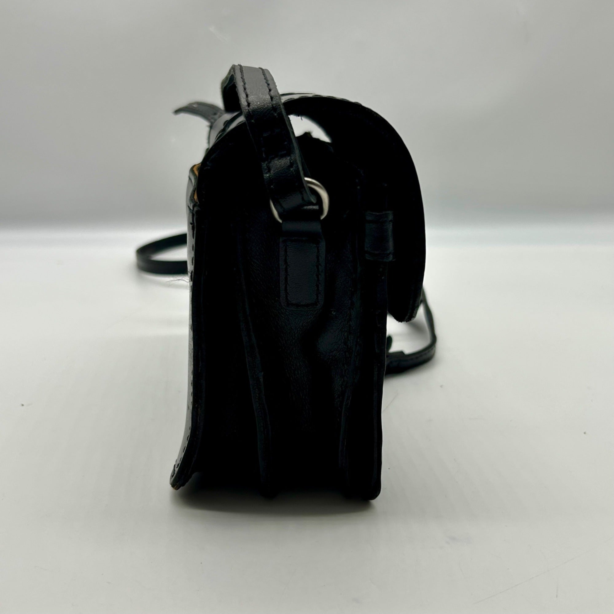 Patricia Nash Black Leather Fringe Crossbody Bag