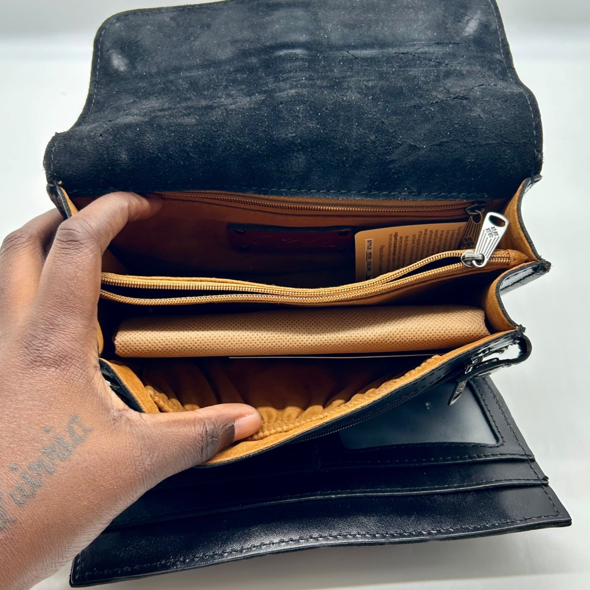 Patricia Nash Black Leather Fringe Crossbody Bag
