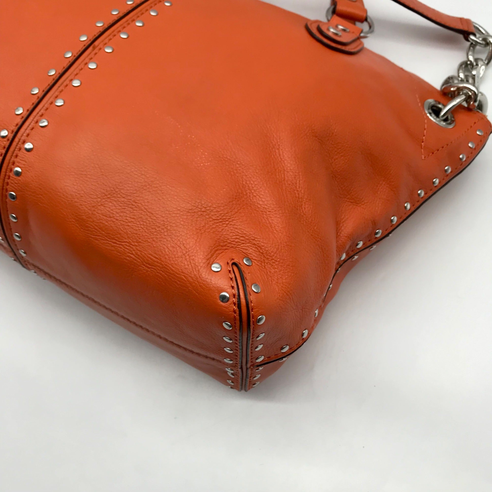 Michael Kors Tangerine Leather Astor Chain Convertible Satchel Bag