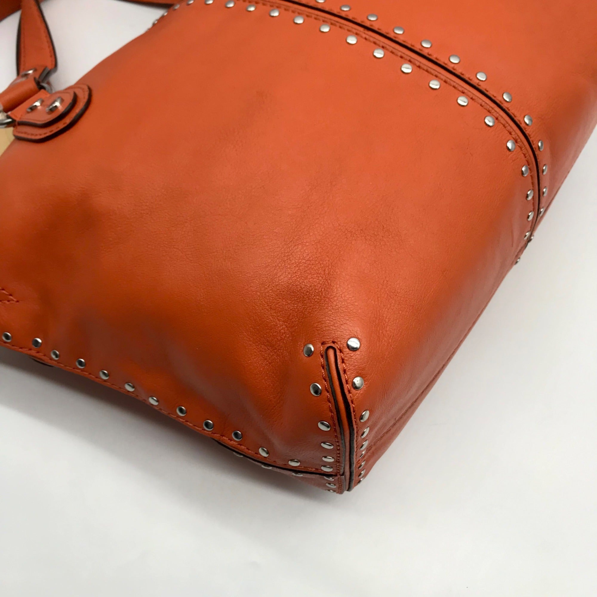 Michael Kors Tangerine Leather Astor Chain Convertible Satchel Bag