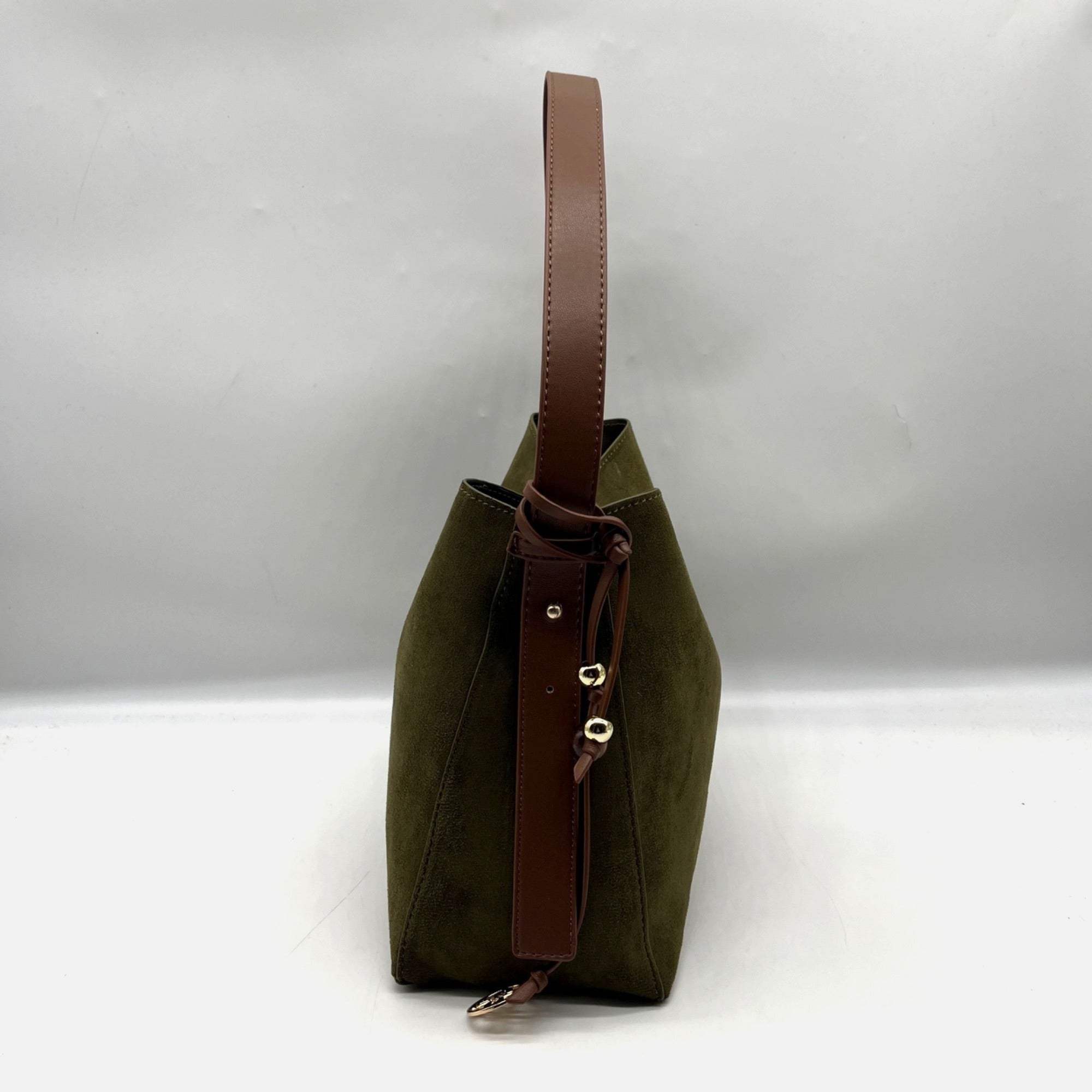 Grossi Green Suede Hobo Crossbody Bag