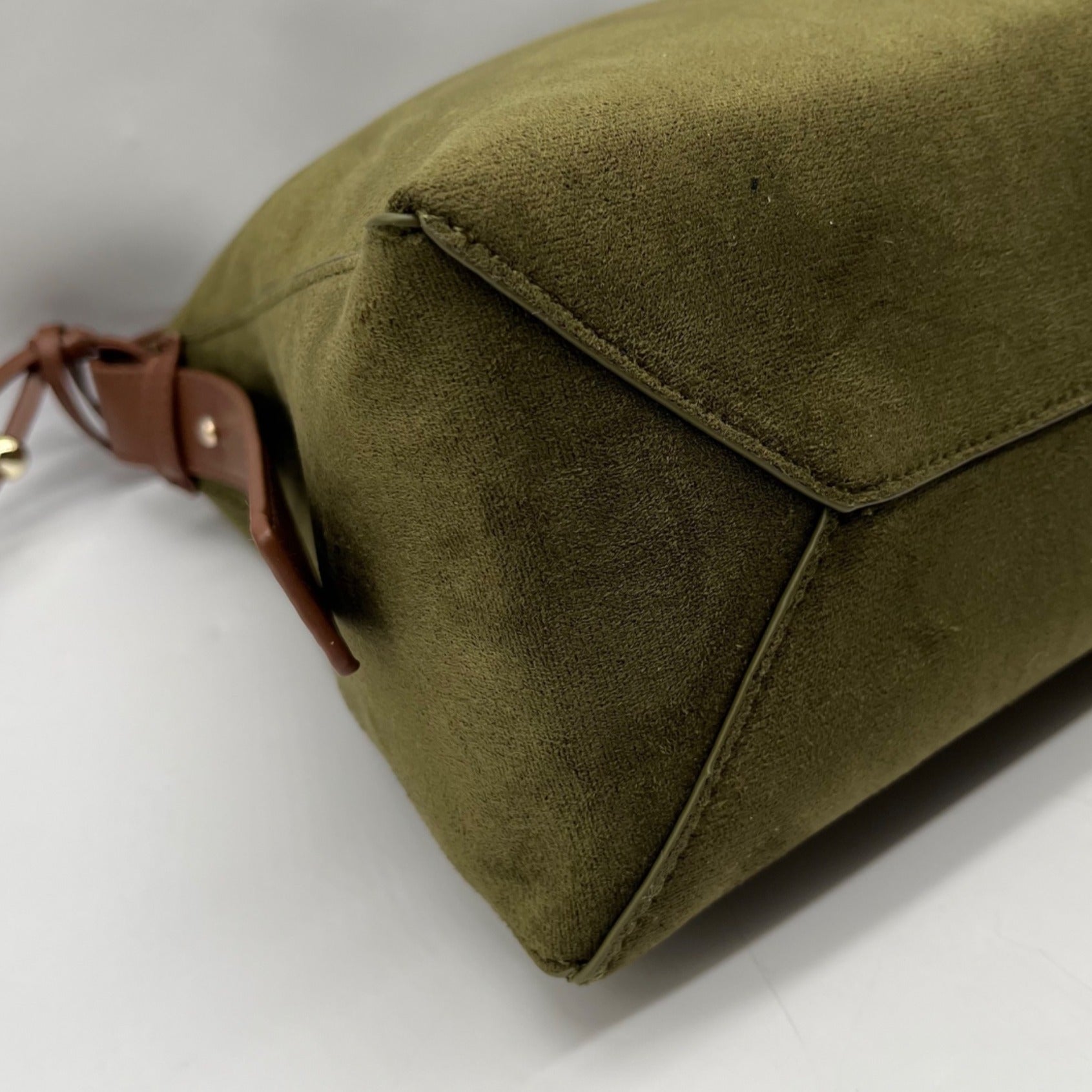 Grossi Green Suede Hobo Crossbody Bag